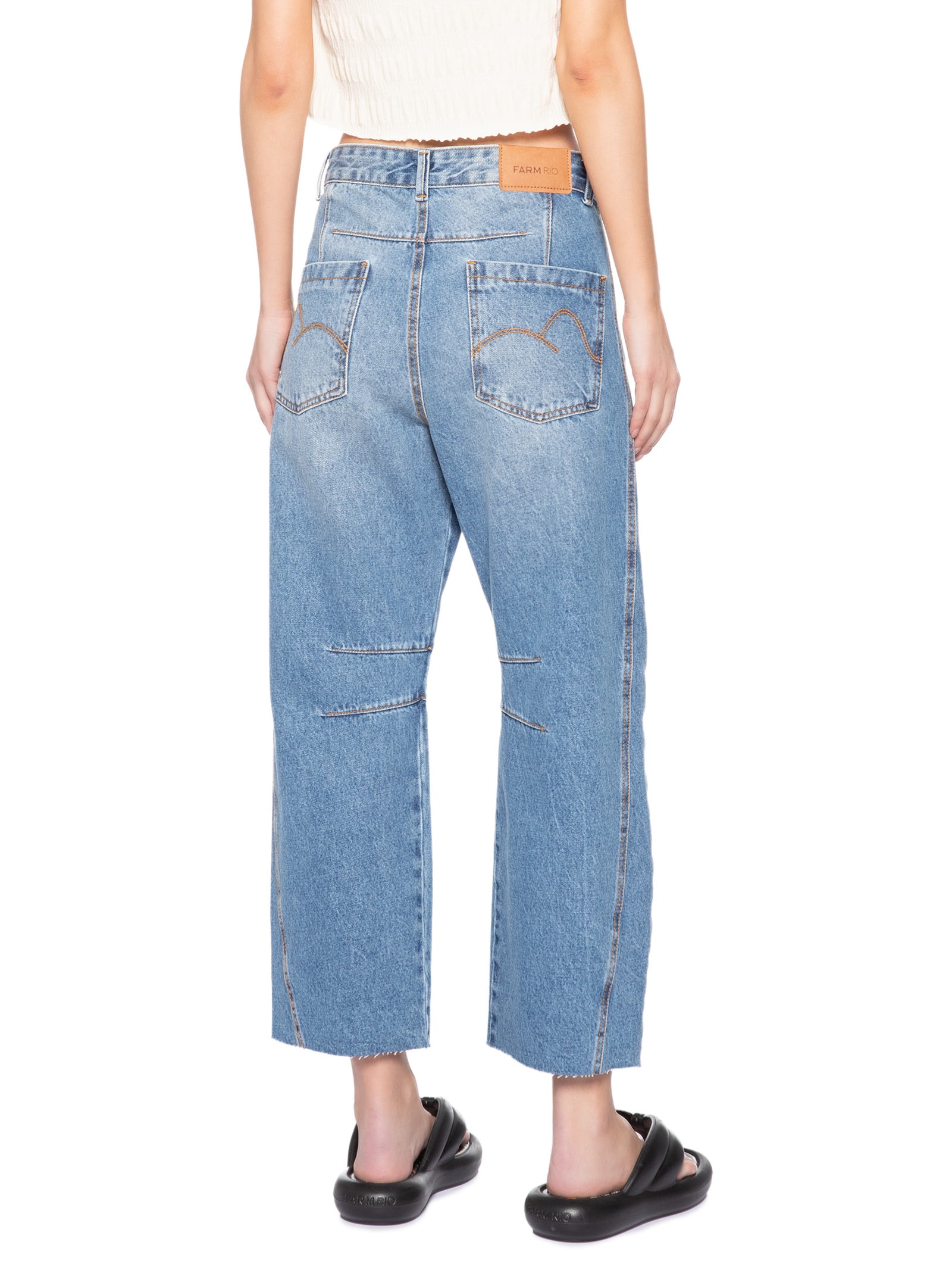 Calça Feminina Jeans Barrel – Azul Farm