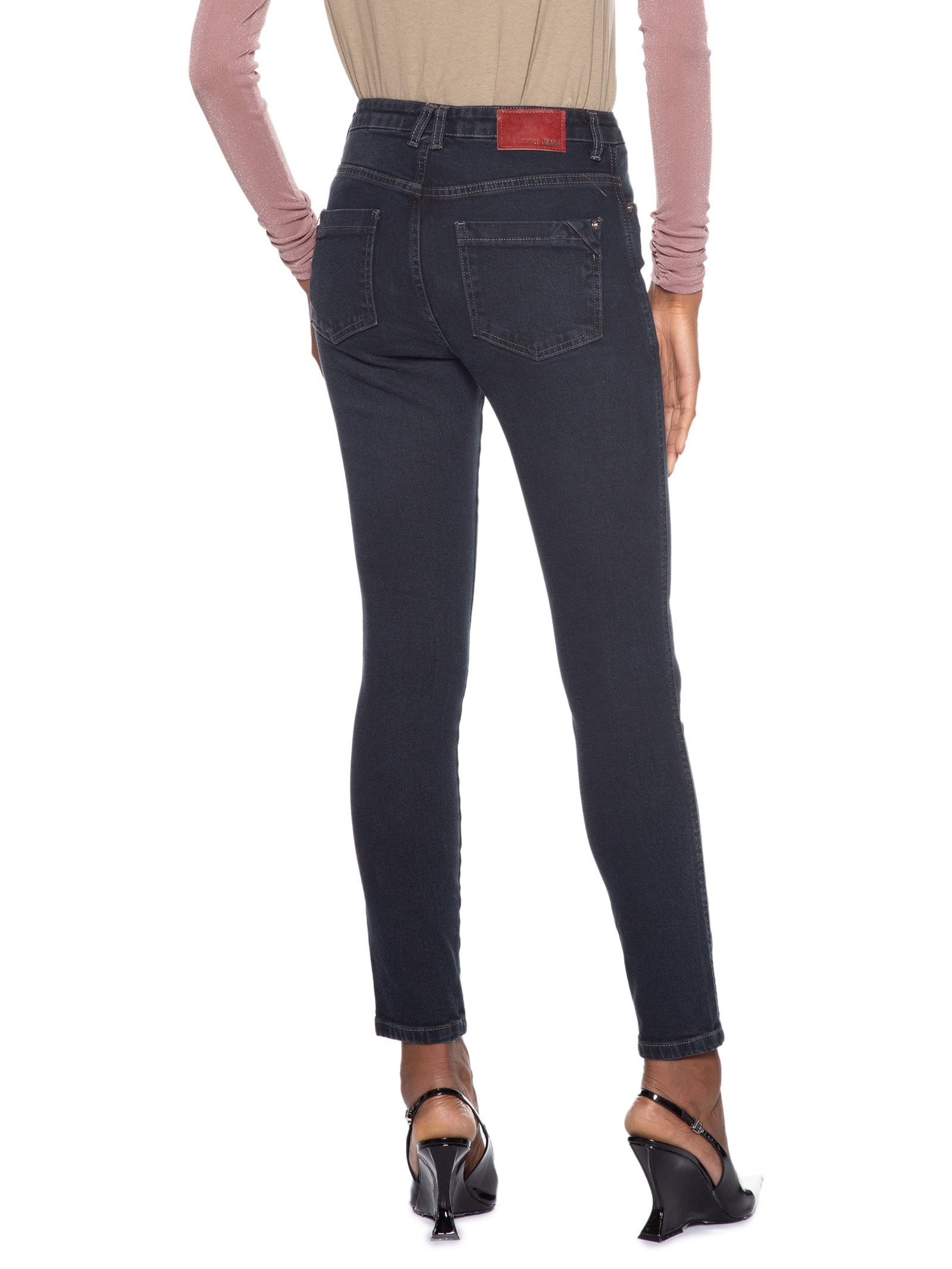 Calça Feminina Jeans Basic Midi Preto Animale Jeans
