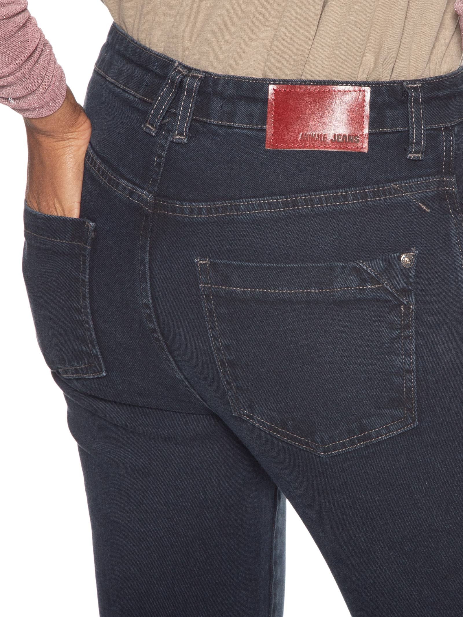 Calça Feminina Jeans Basic Midi Preto Animale Jeans