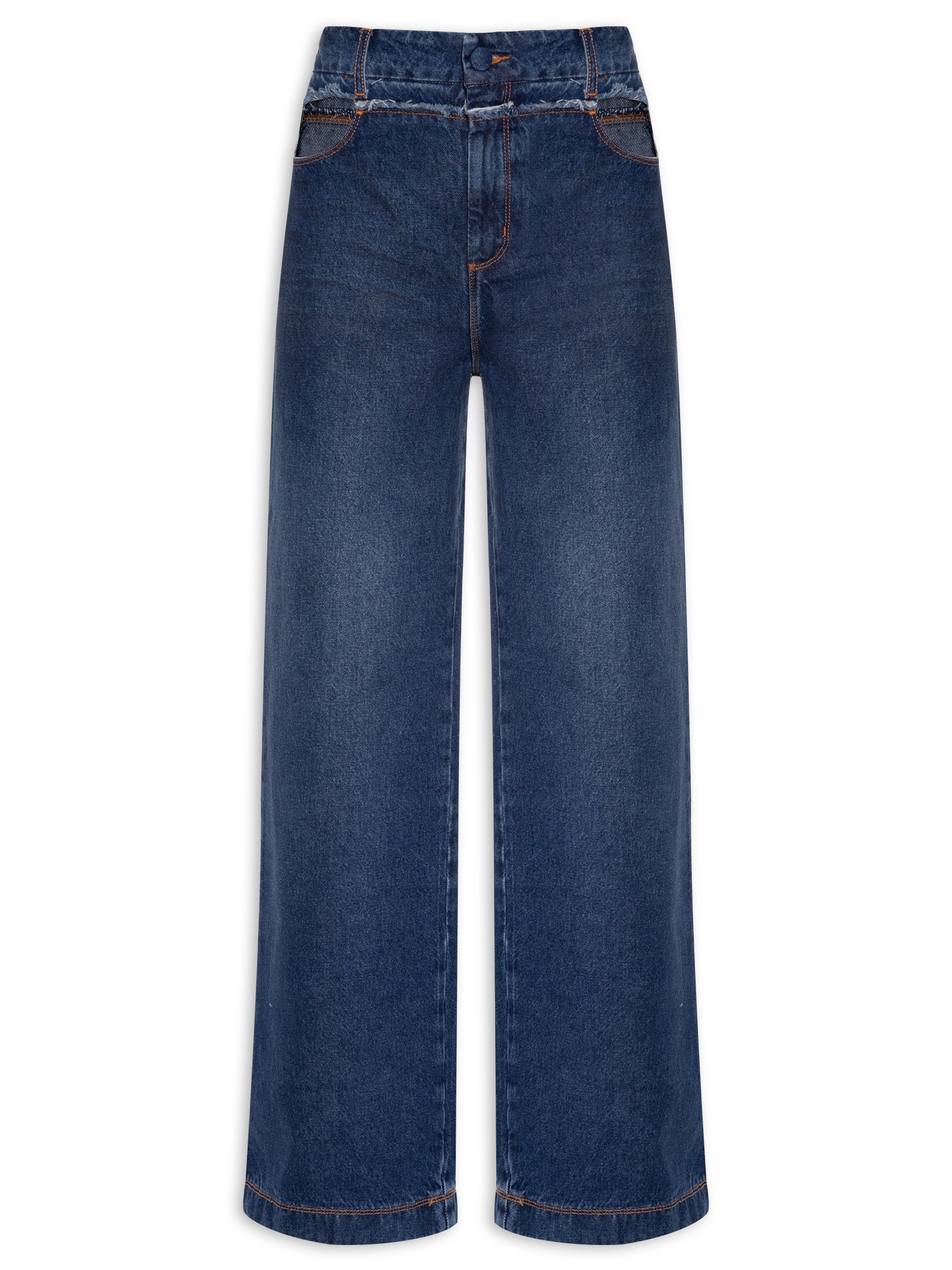 Lacoste - Calça Feminina Jeans Denim De Ajuste Folgado - Azul