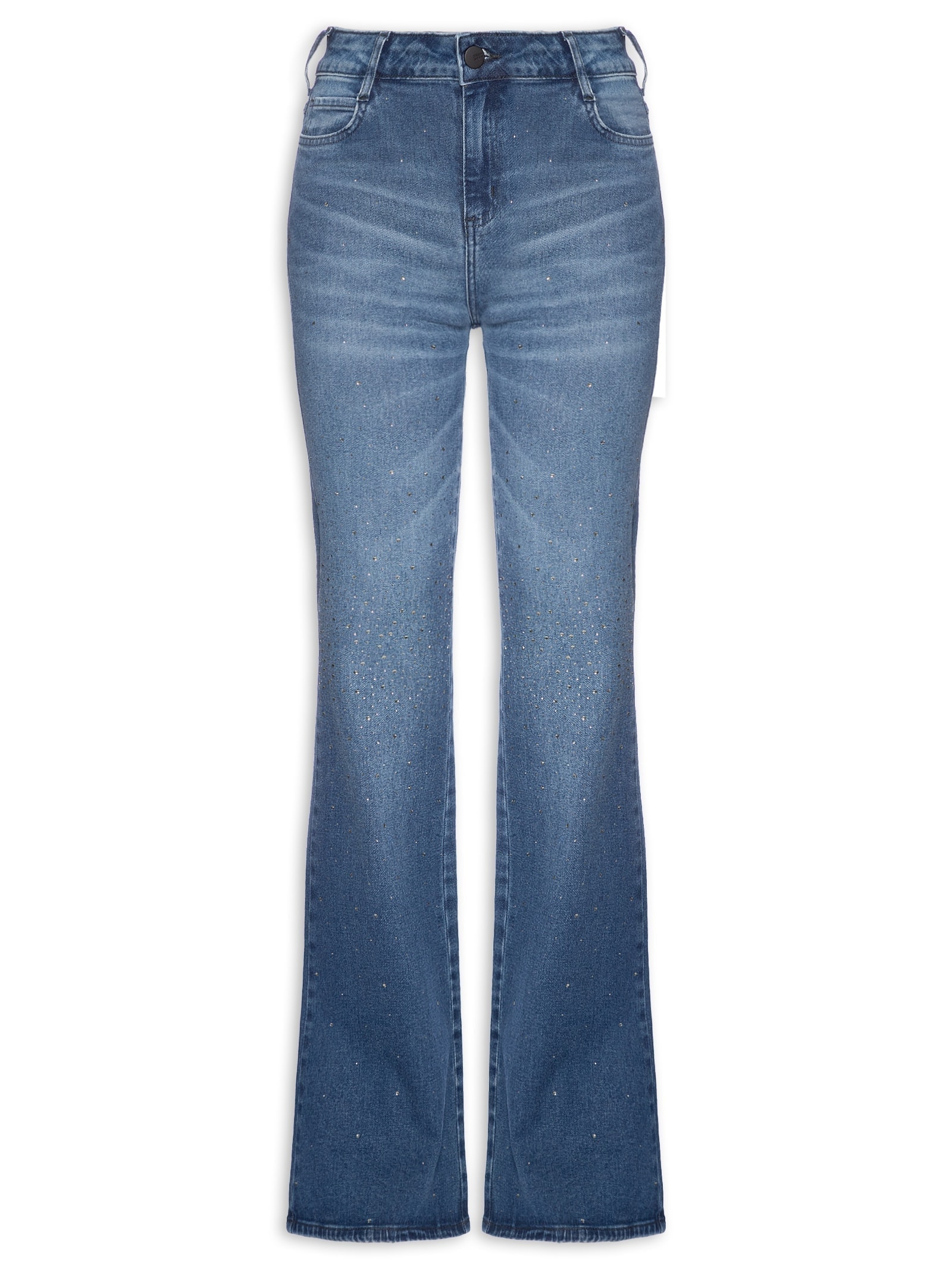 Calça Feminina Jeans Bia Flare Com Aplicação Azul Colcci