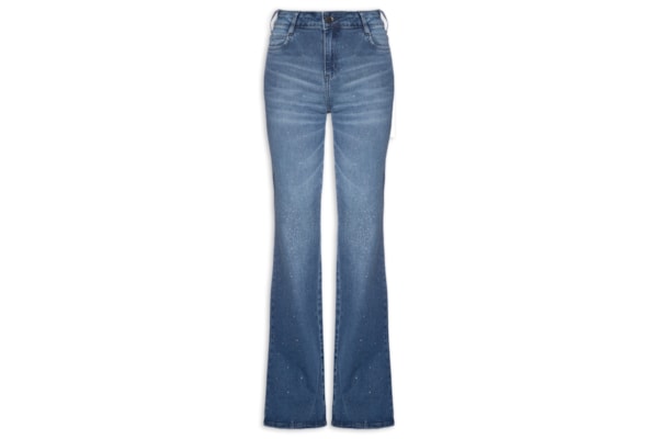 Calça Feminina Jeans Bia Flare Com Aplicação - Azul