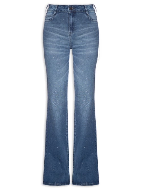 Calça Feminina Jeans Bia Flare Com Aplicação – Azul