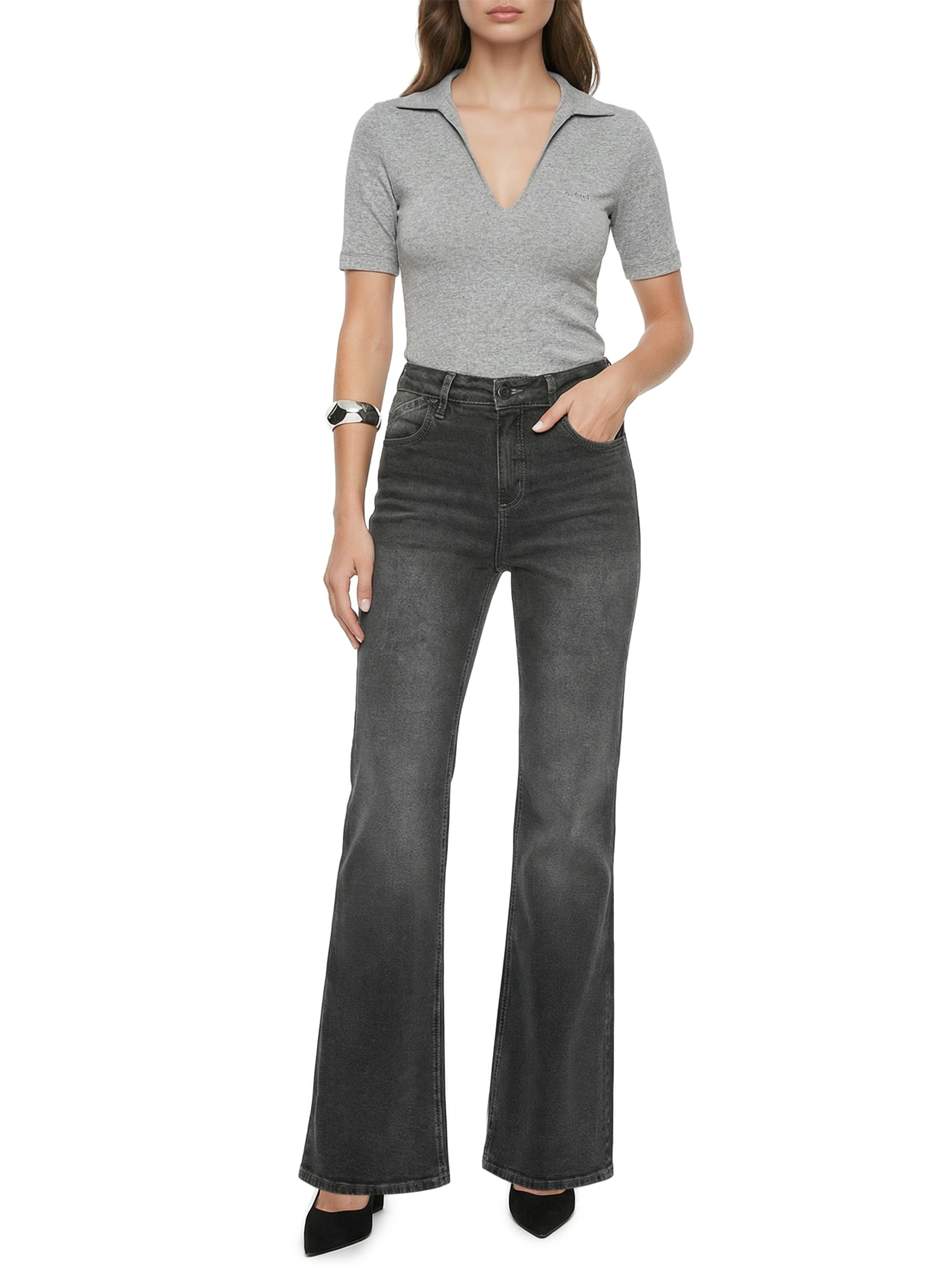 Calça Feminina Jeans Bia Flare Preto Colcci