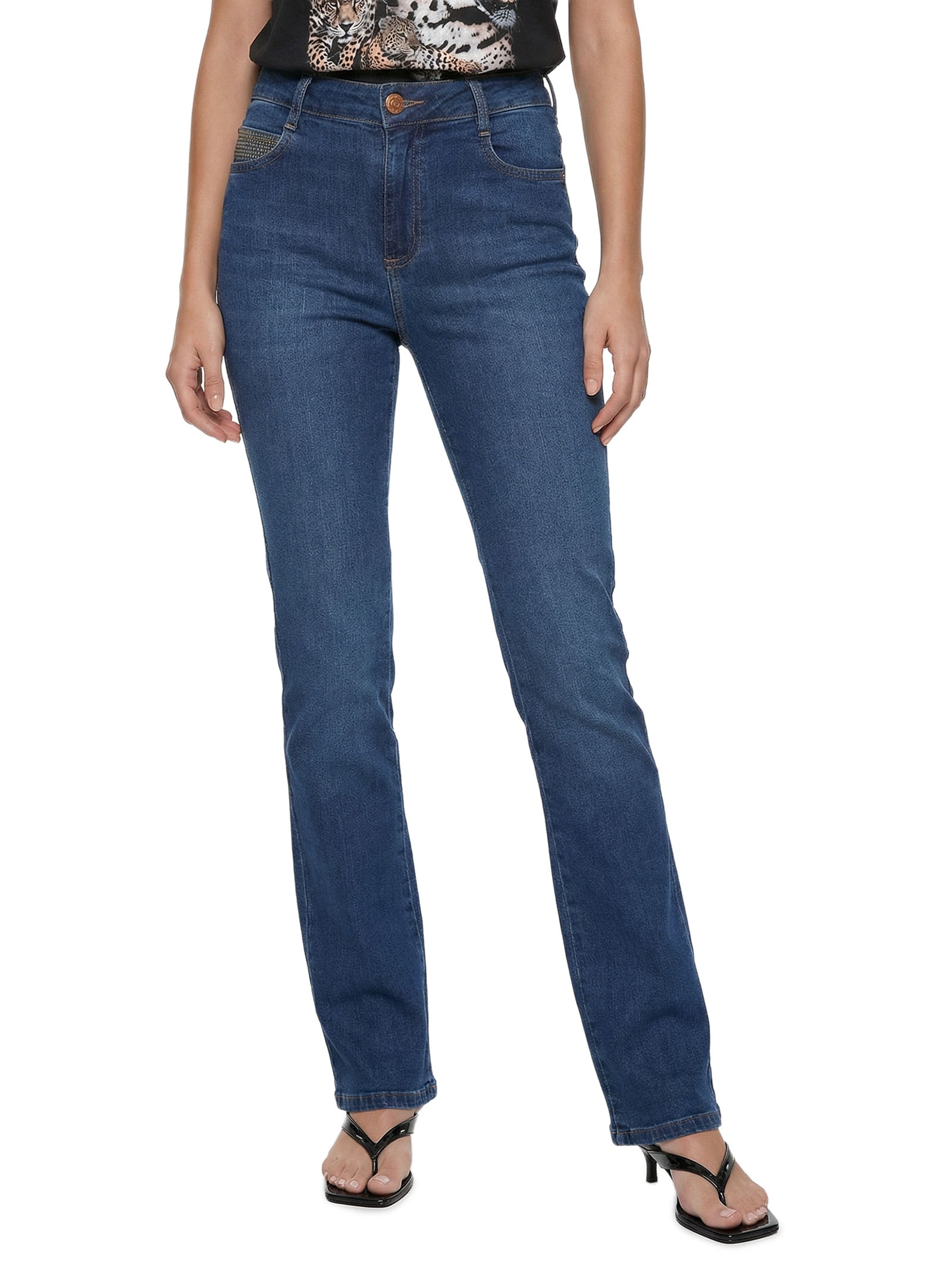 Calça Feminina Jeans Bia Reta Azul Colcci