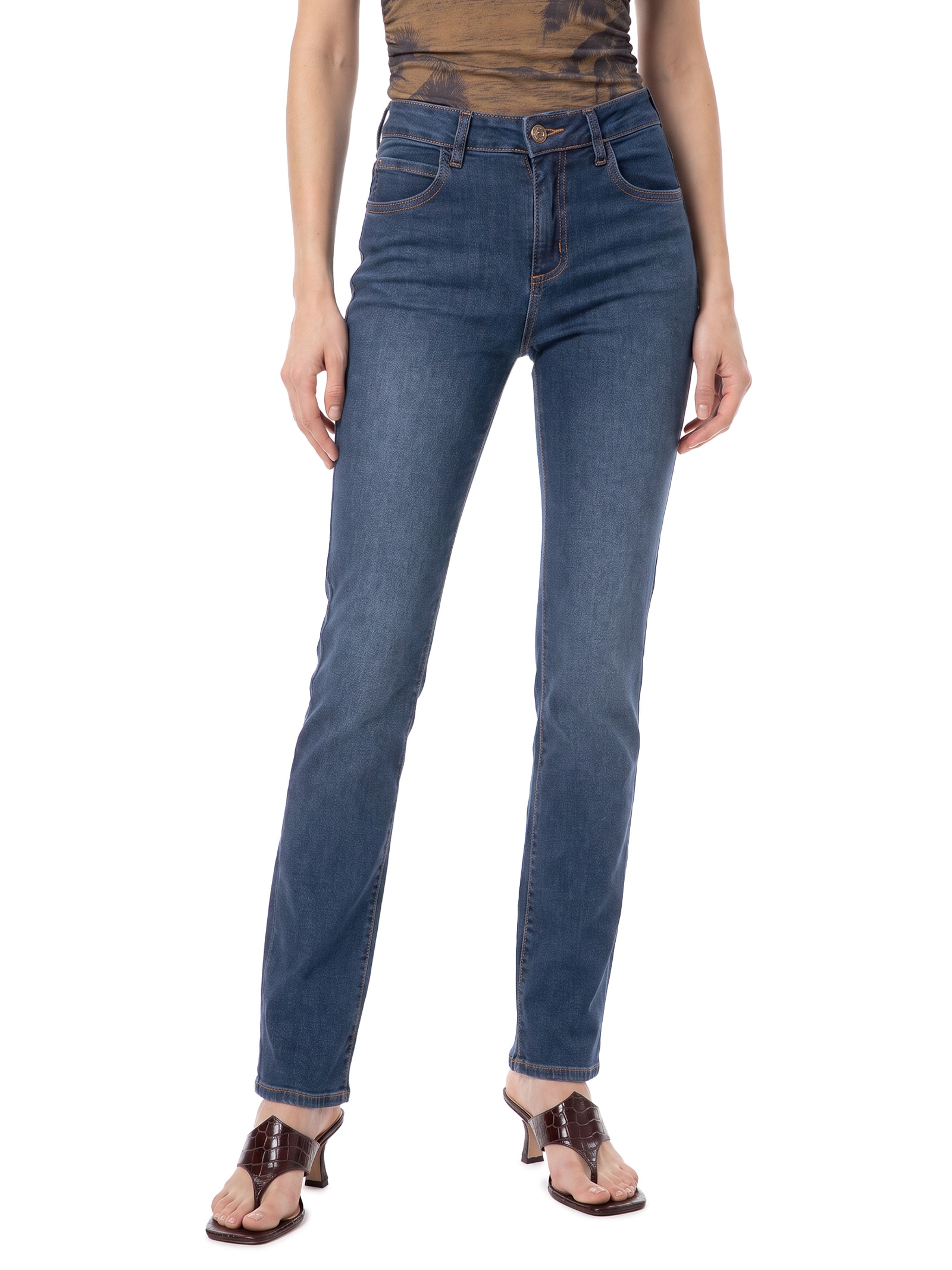 Calça Feminina Jeans Bia Reta – Azul Colcci