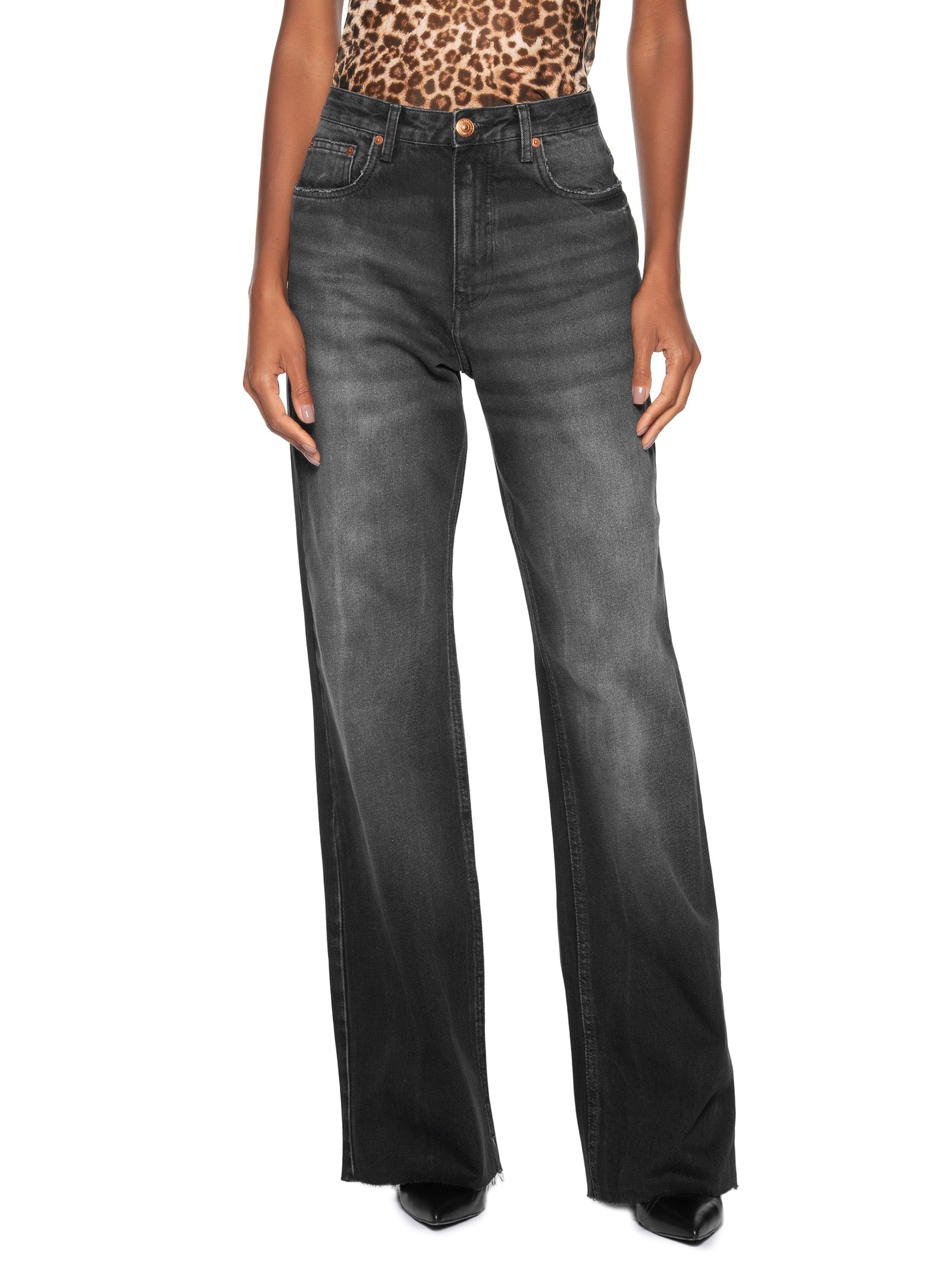 Calça Feminina Jeans Boot 70s Black Pespontos Preto Animale Jeans