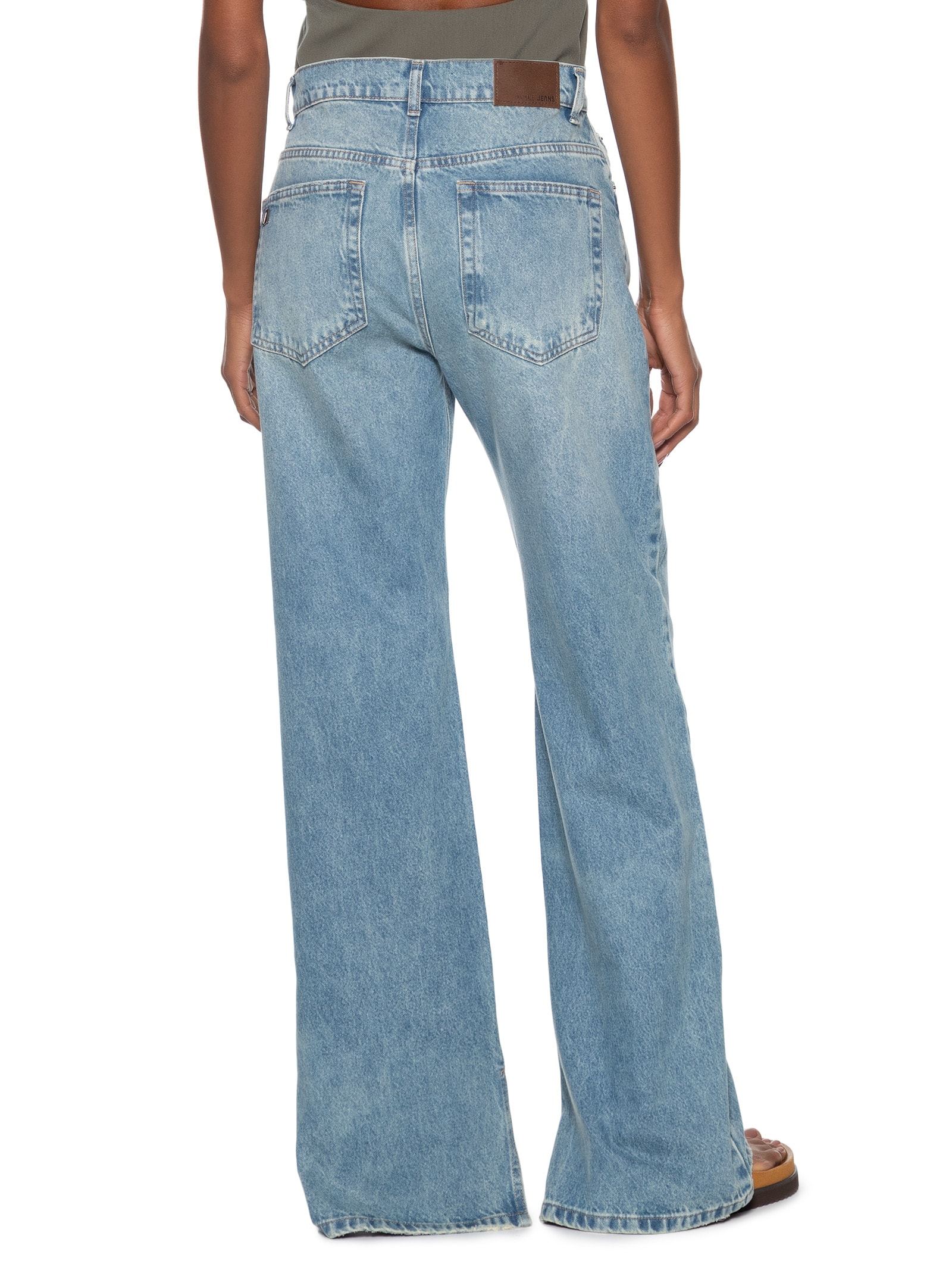 Calça Feminina Jeans Boot 70's Fenda Azul Animale Jeans