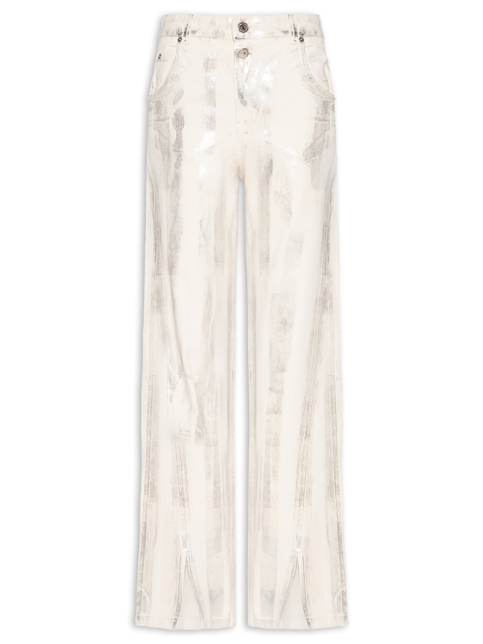 Calça Feminina Jeans Boot 70s Foil Metalizada Off White Animale Jeans