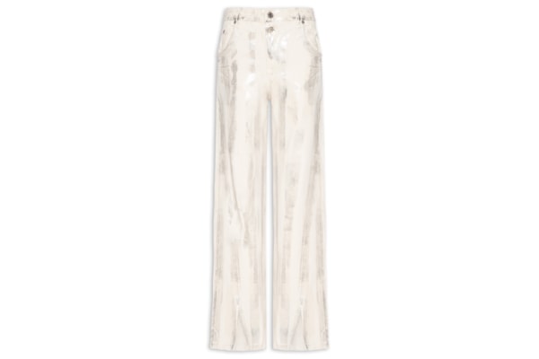 Calça Feminina Jeans Boot 70s Foil Metalizada - Off White