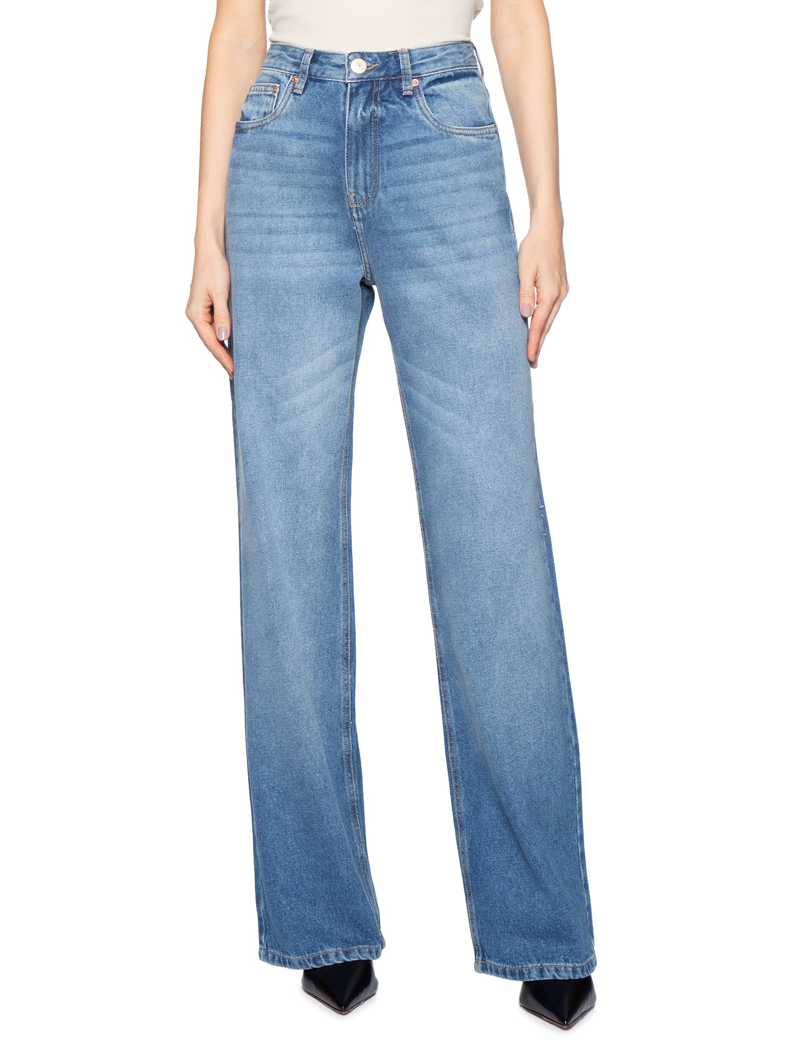 Calça Feminina Jeans Boot 70s Médio Azul Animale Jeans