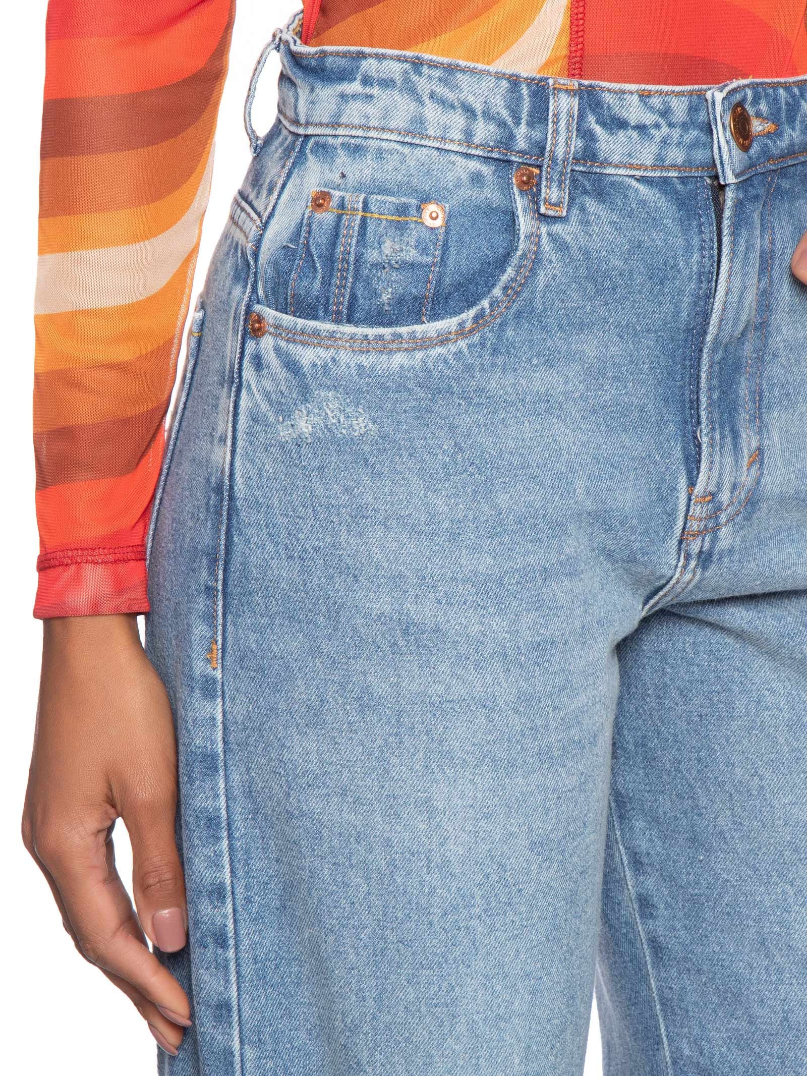 Calça Feminina Jeans Boot 70s Puídos Azul Animale Jeans