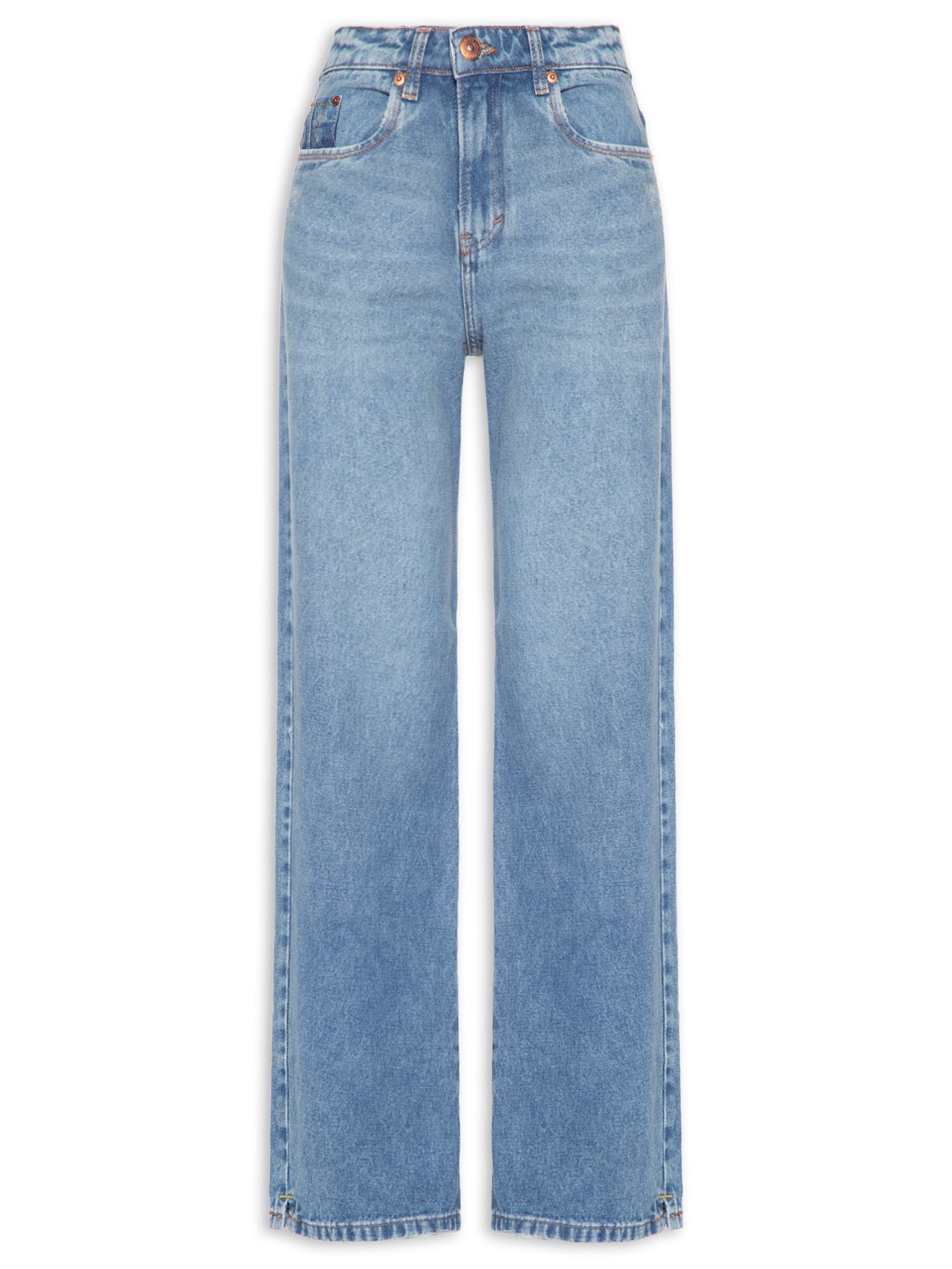 Calça Feminina Jeans Boot 70s Puídos Azul Animale Jeans
