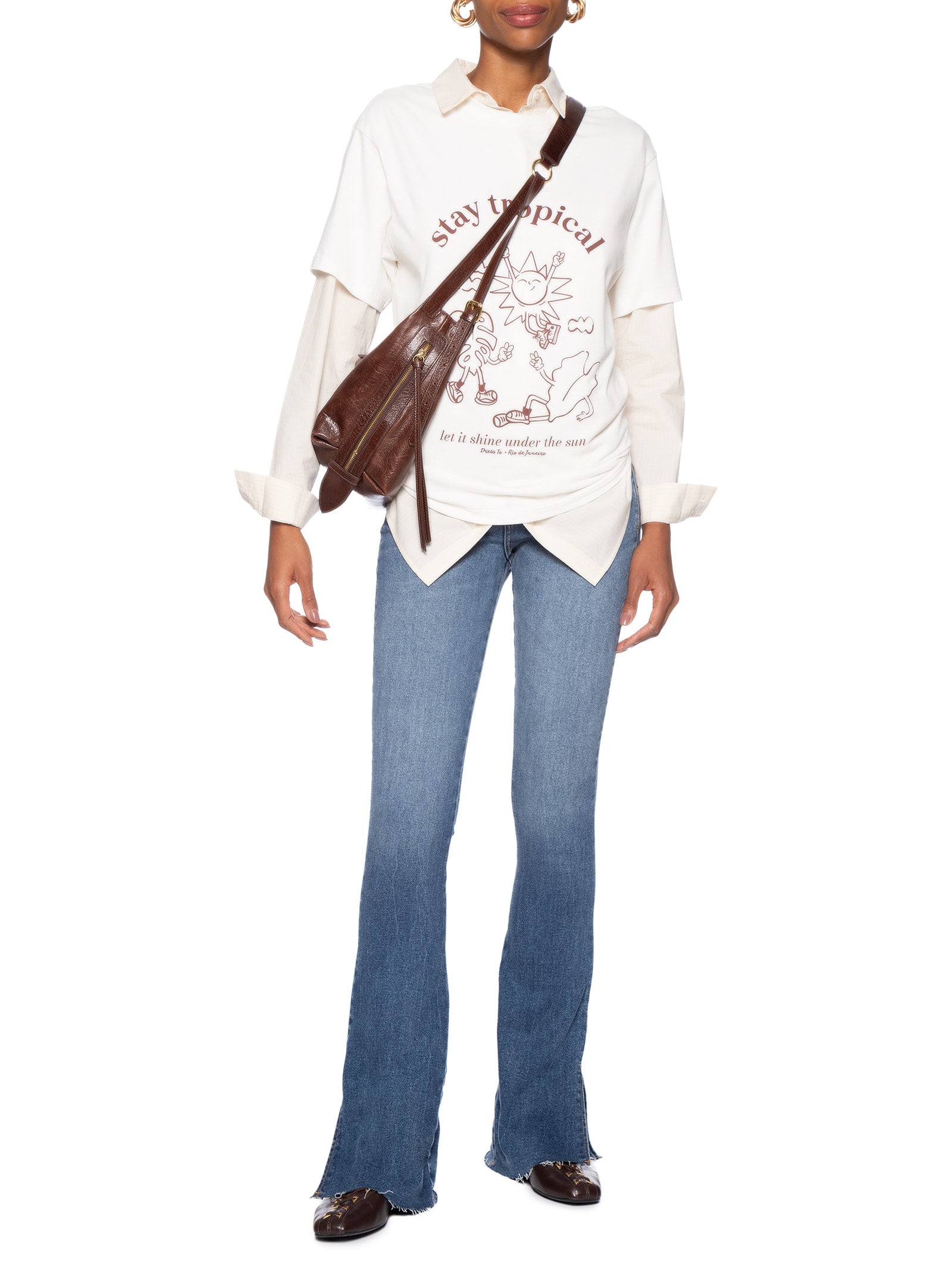 Calça Feminina Jeans Boot Basic Midi Fenda Azul Animale Jeans