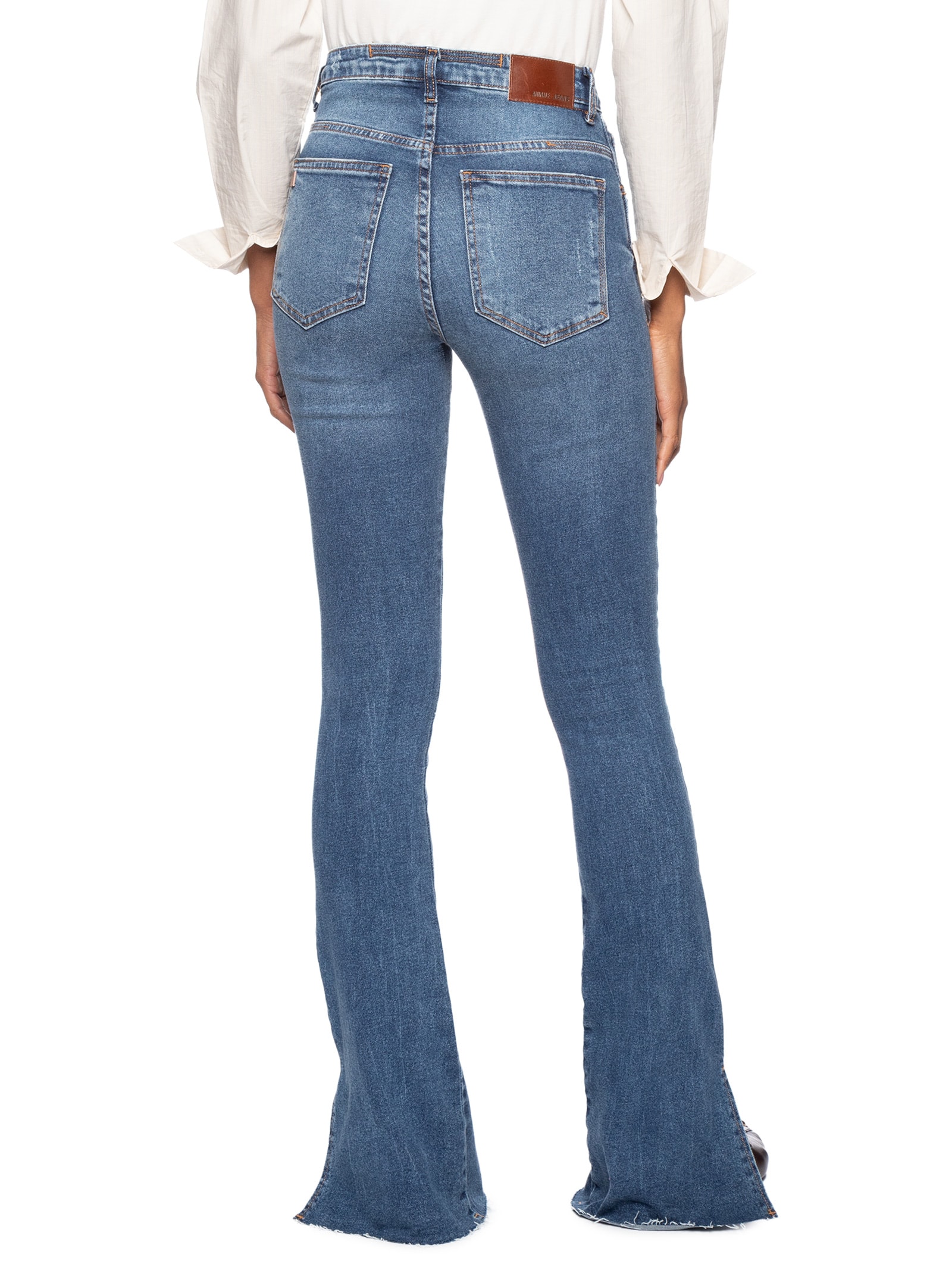 Calça Feminina Jeans Boot Basic Midi Fenda Azul Animale Jeans