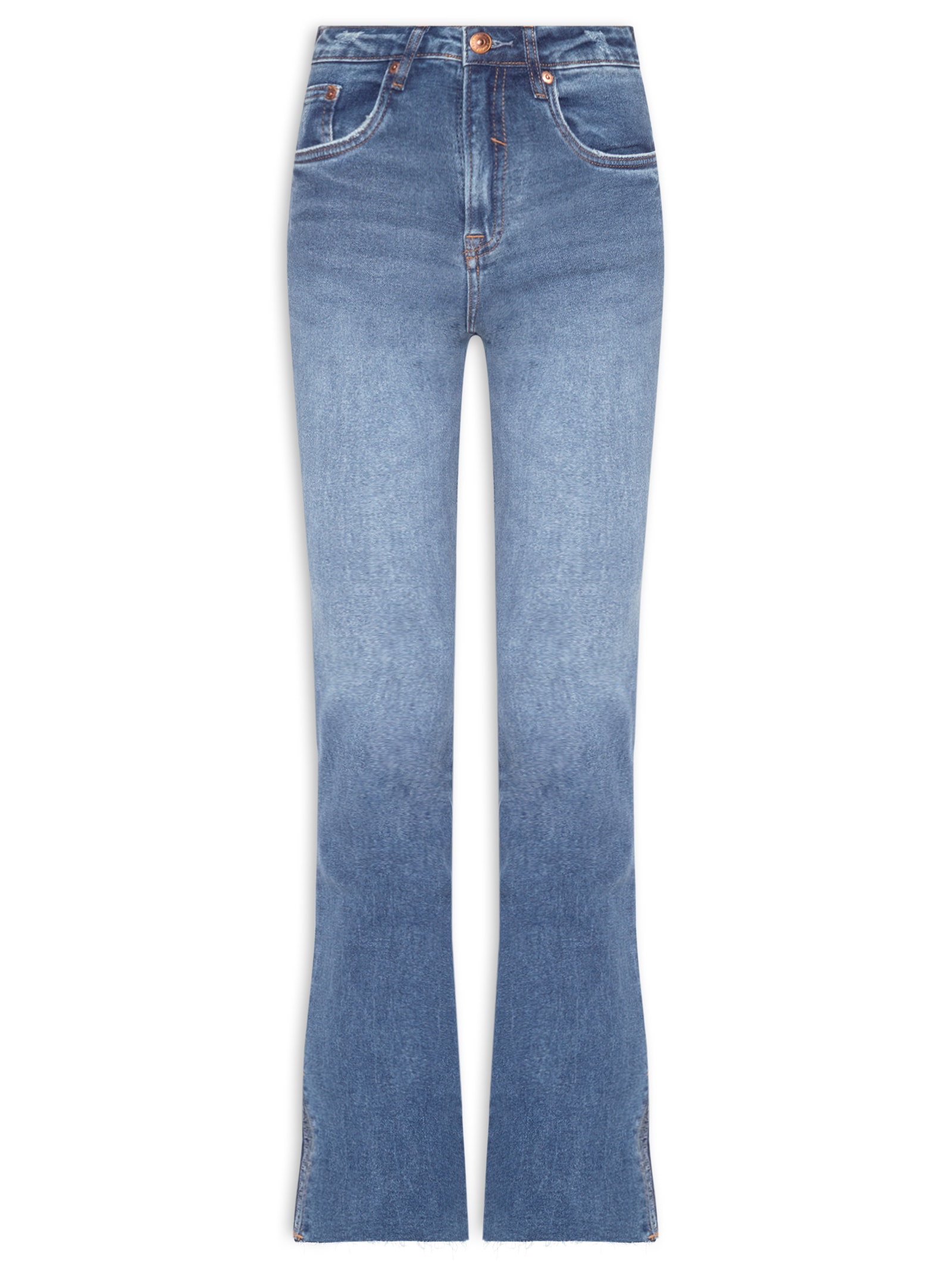 Calça Feminina Jeans Boot Basic Midi Fenda Azul Animale Jeans