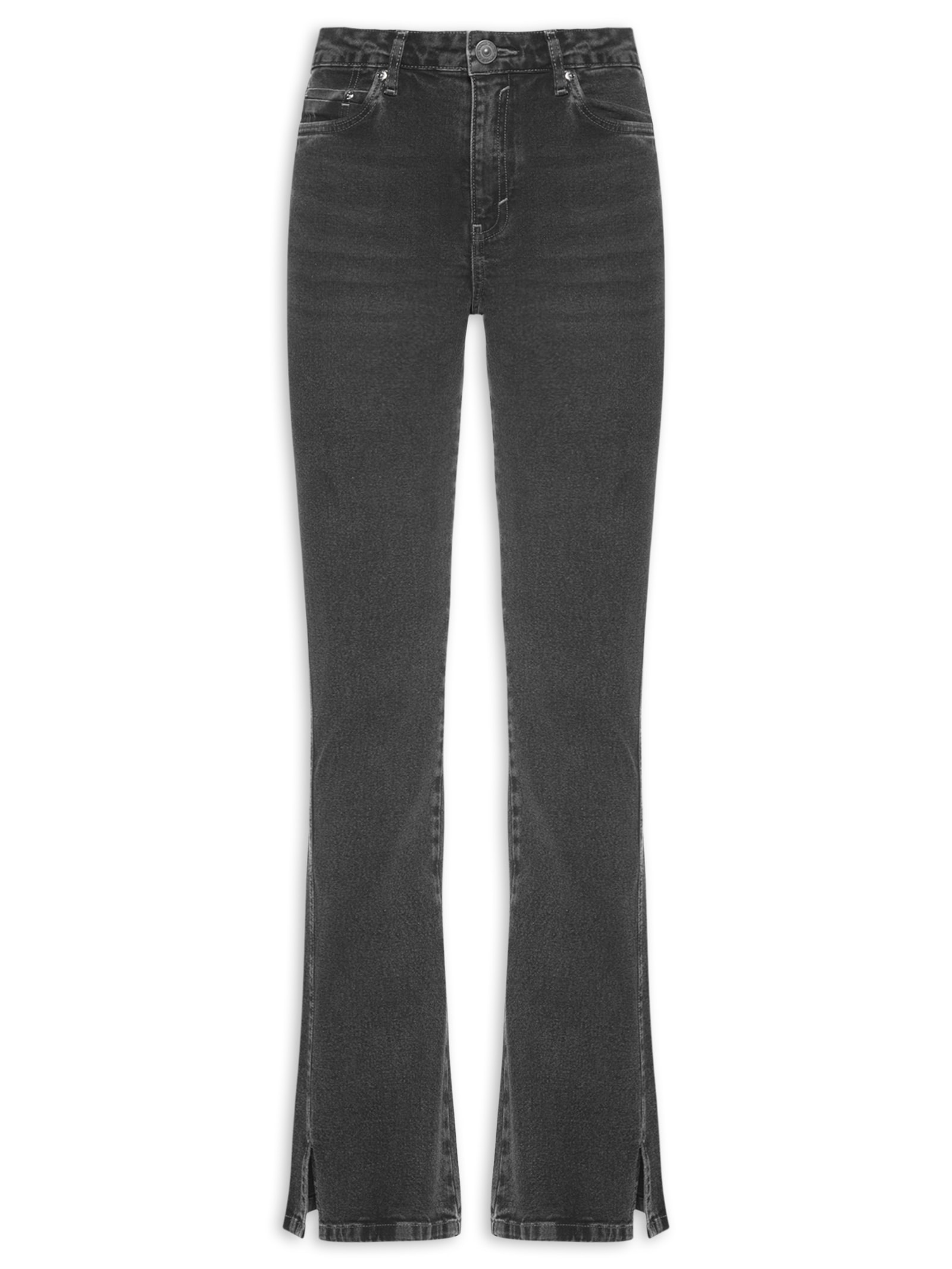 ?Calça Feminina Jeans Boot Basic Midi Preto Animale Jeans