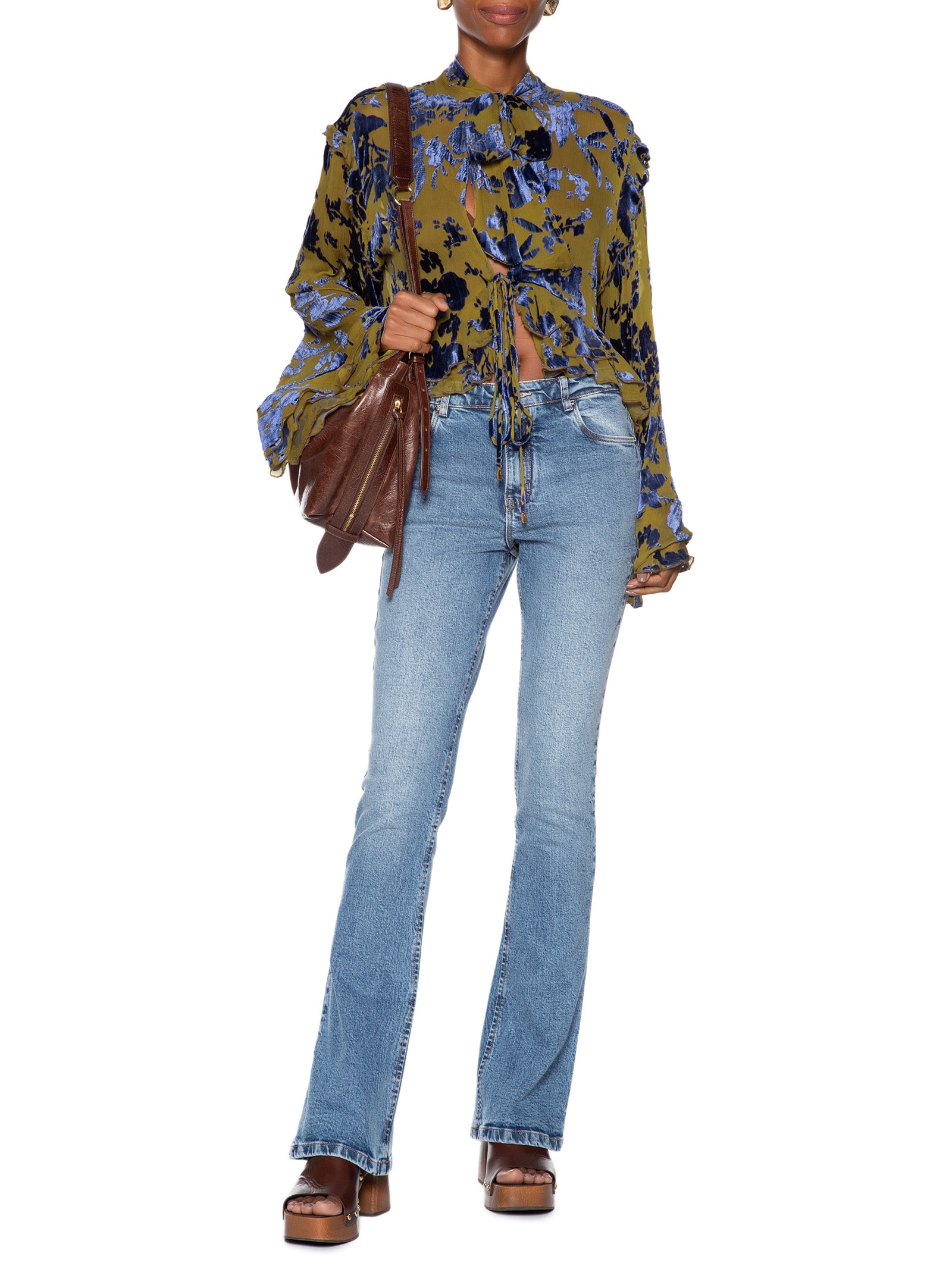 Calça feminina Jeans Boot Basic Midi Travetes Azul Animale