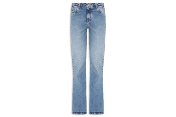 Calça feminina Jeans Boot Basic Midi Travetes - Azul