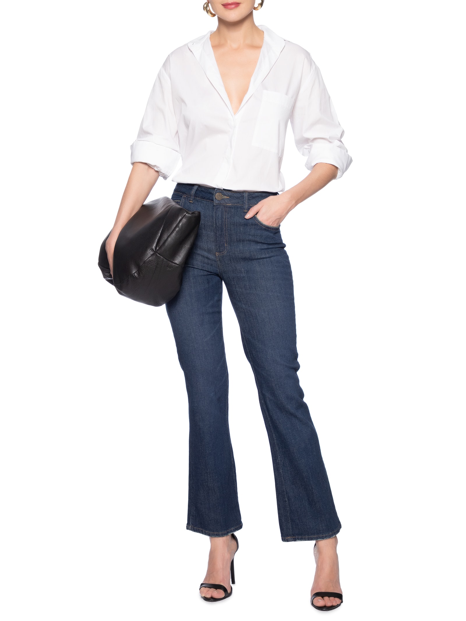 Calça Feminina Jeans Boot Cropped Azul Forum