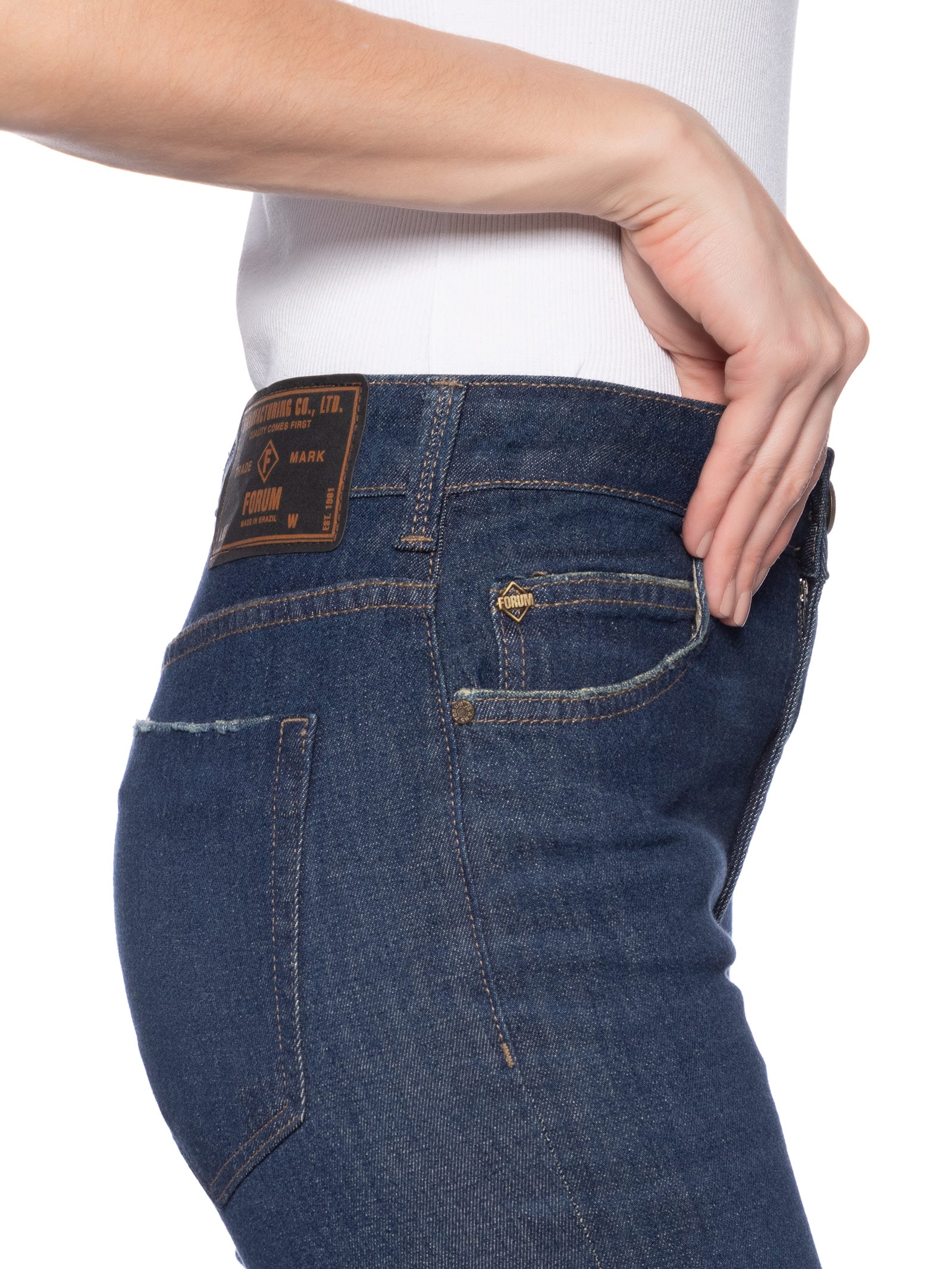 Calça Feminina Jeans Boot Cropped Azul Forum