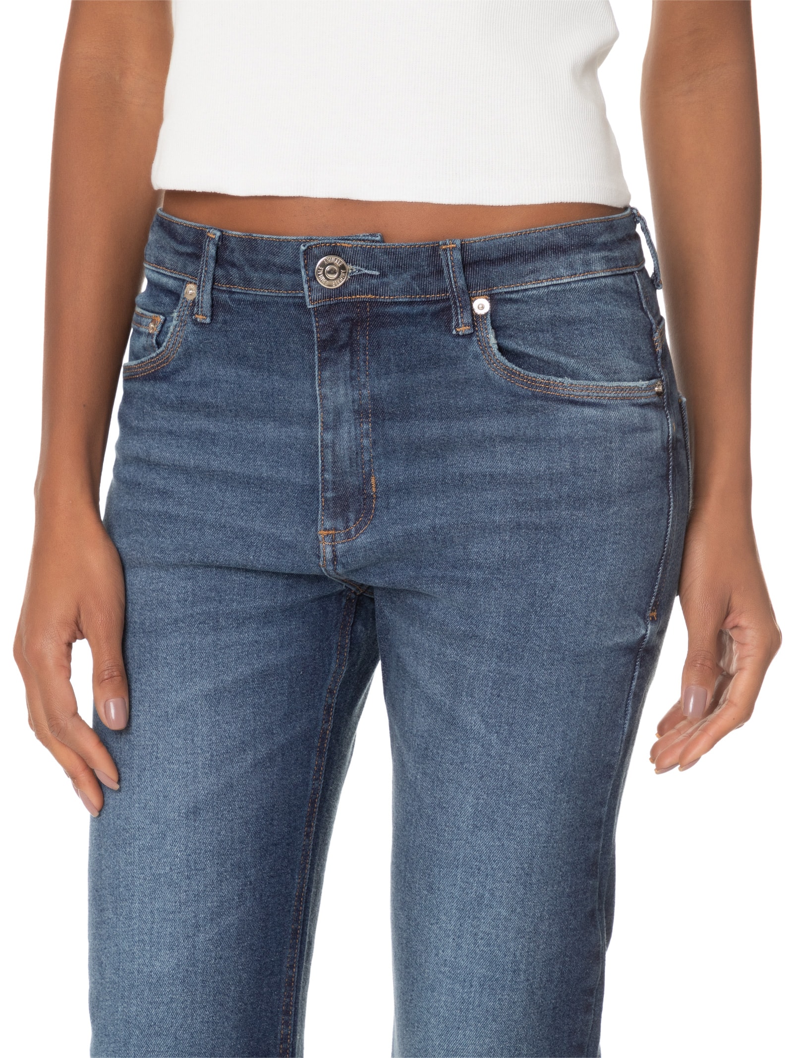 Calça Feminina Jeans Boot Vintage Barra À Fio Azul Animale