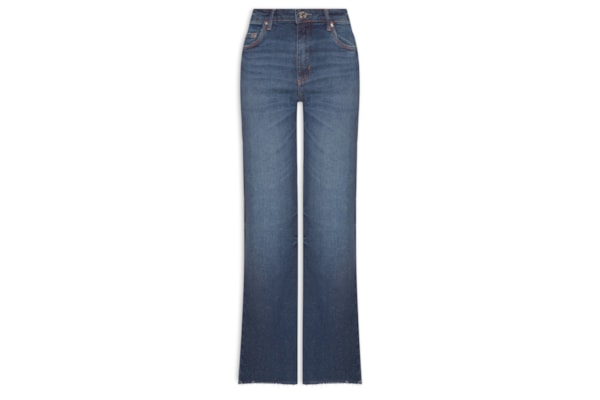 Calça Feminina Jeans Boot Vintage Barra À Fio - Azul