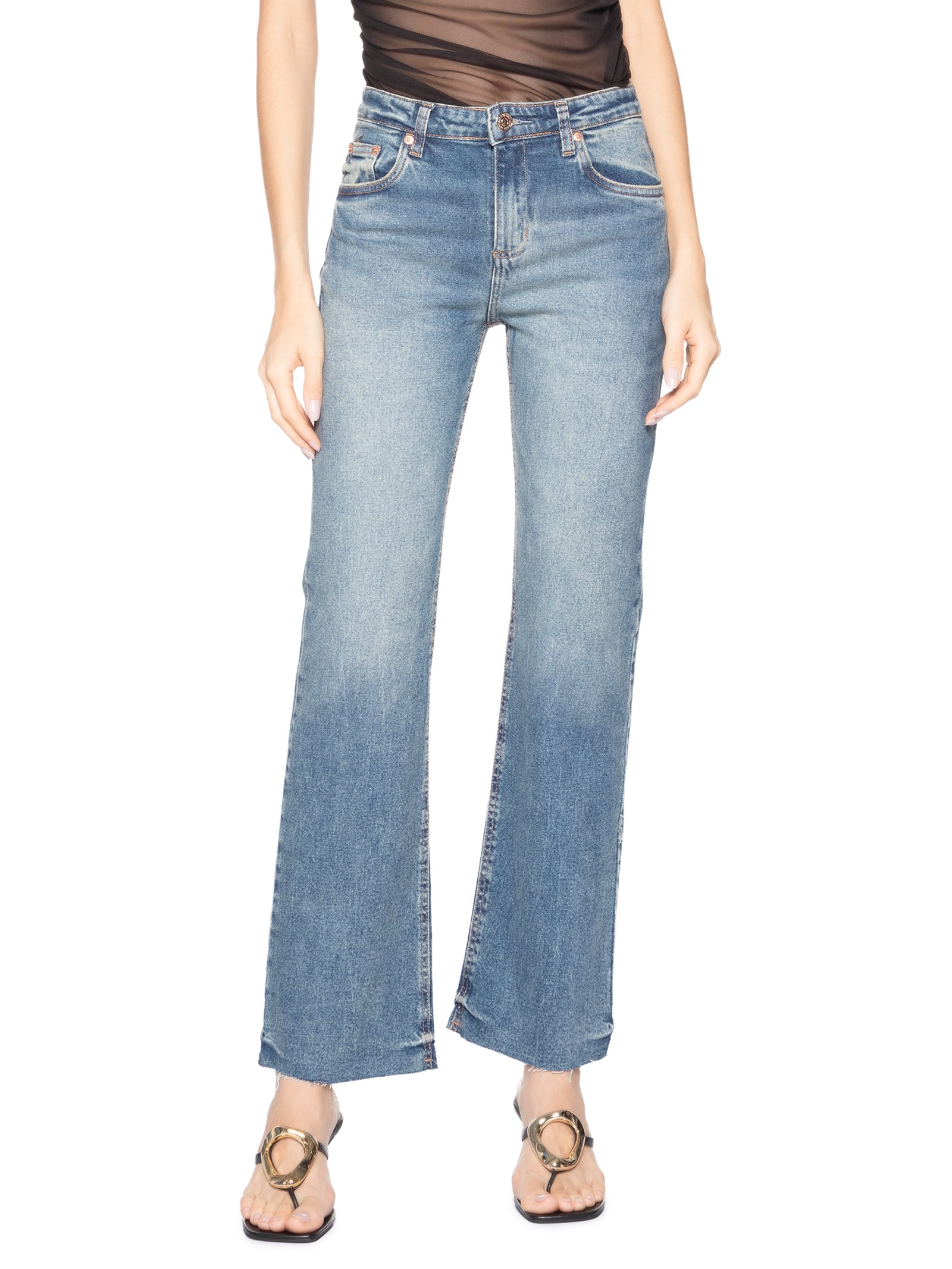 Calça Feminina Jeans Boot Vintage Média Azul Animale Jeans