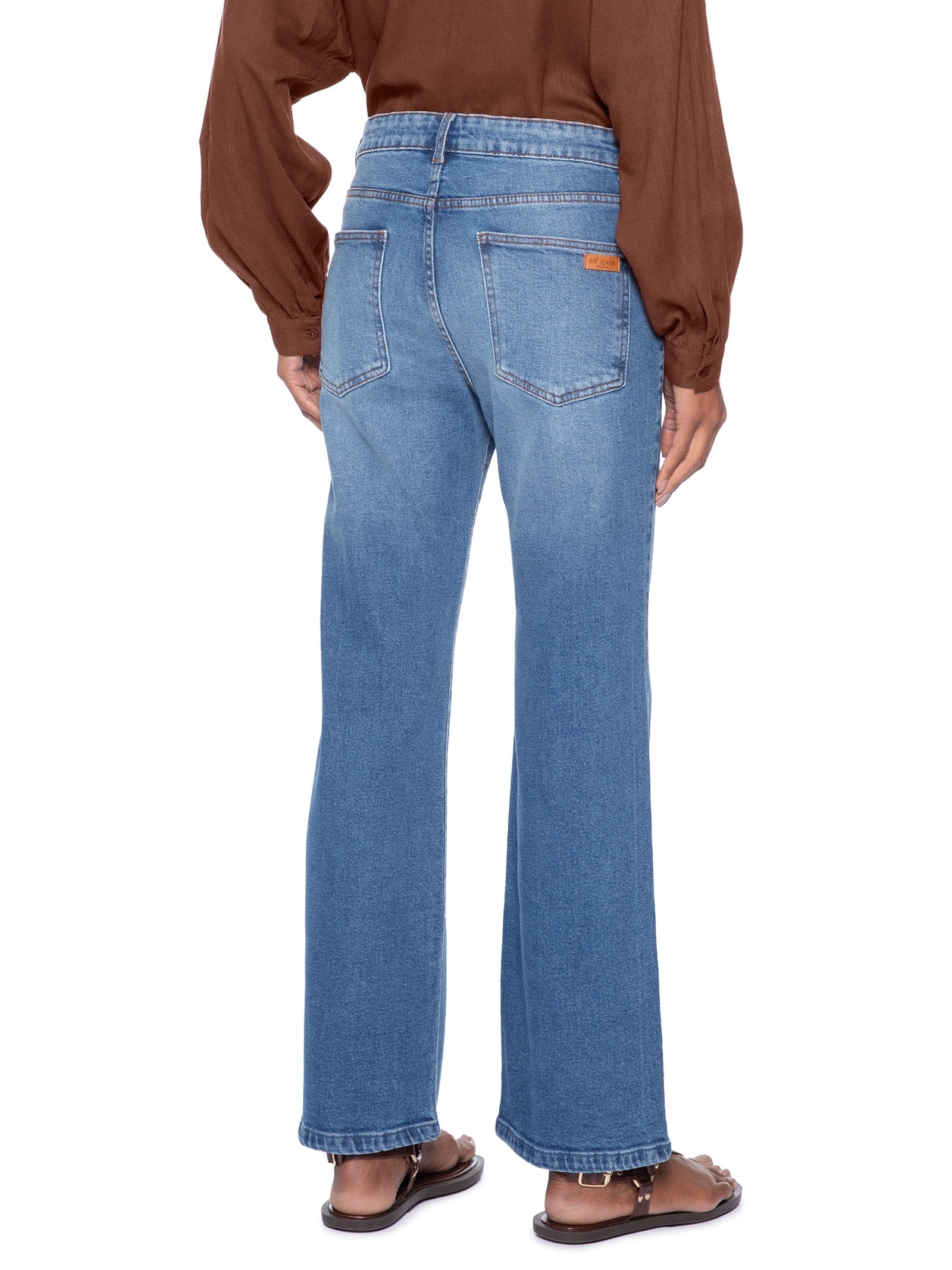 Calça Feminina Jeans Bootcut Bainha Desfeita Azul Maria Filó
