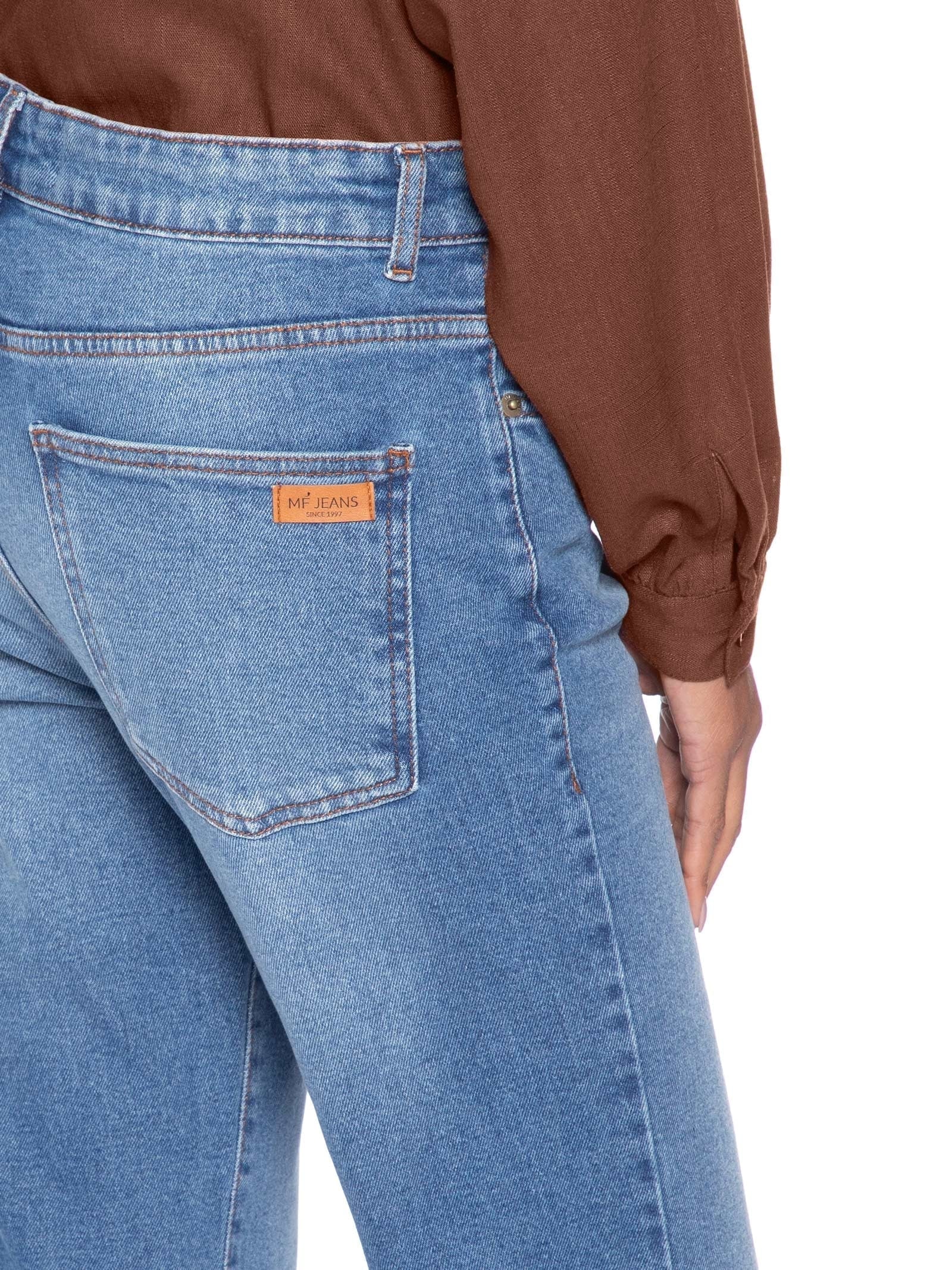 Calça Feminina Jeans Bootcut Bainha Desfeita Azul Maria Filó
