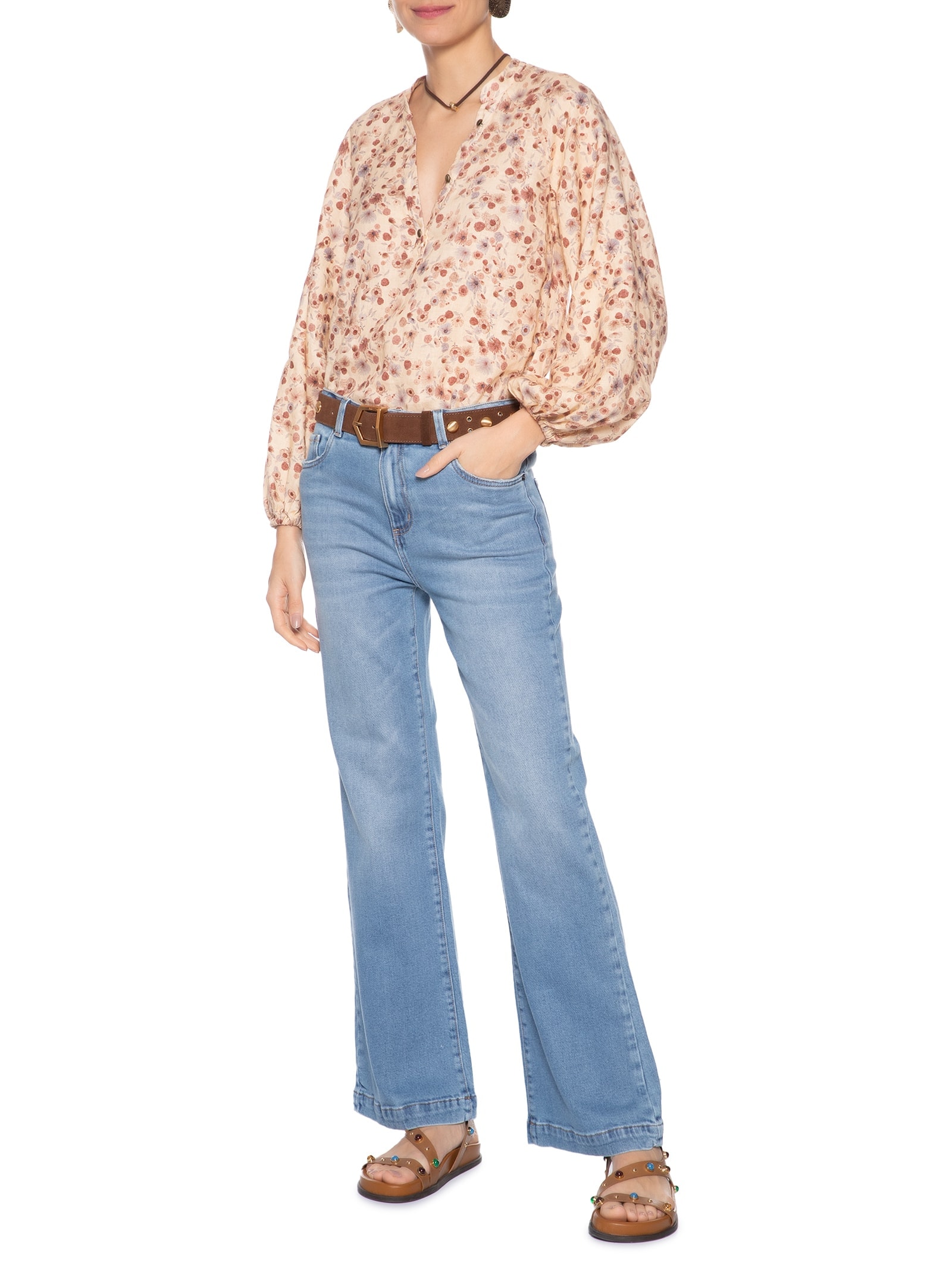 Calça Feminina Jeans Bootcut Bigode Azul Maria Filó