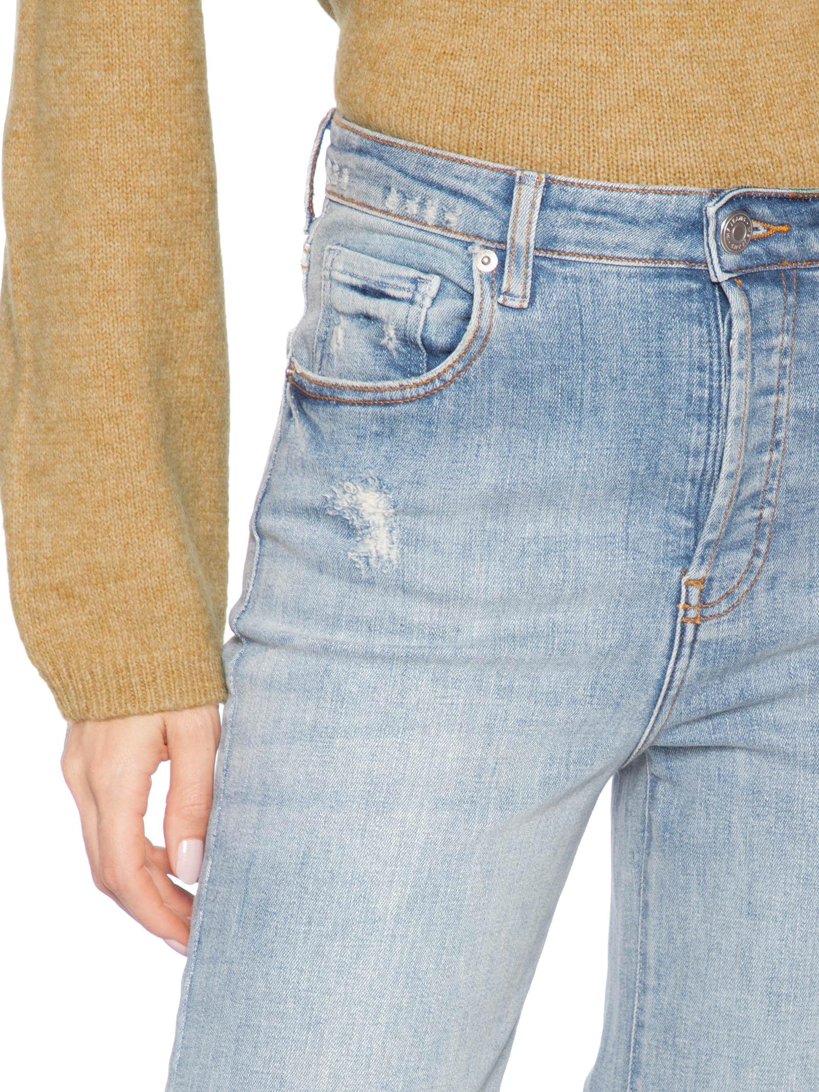 Calça Feminina Jeans Bootcut Desgastes Azul Maria Filó