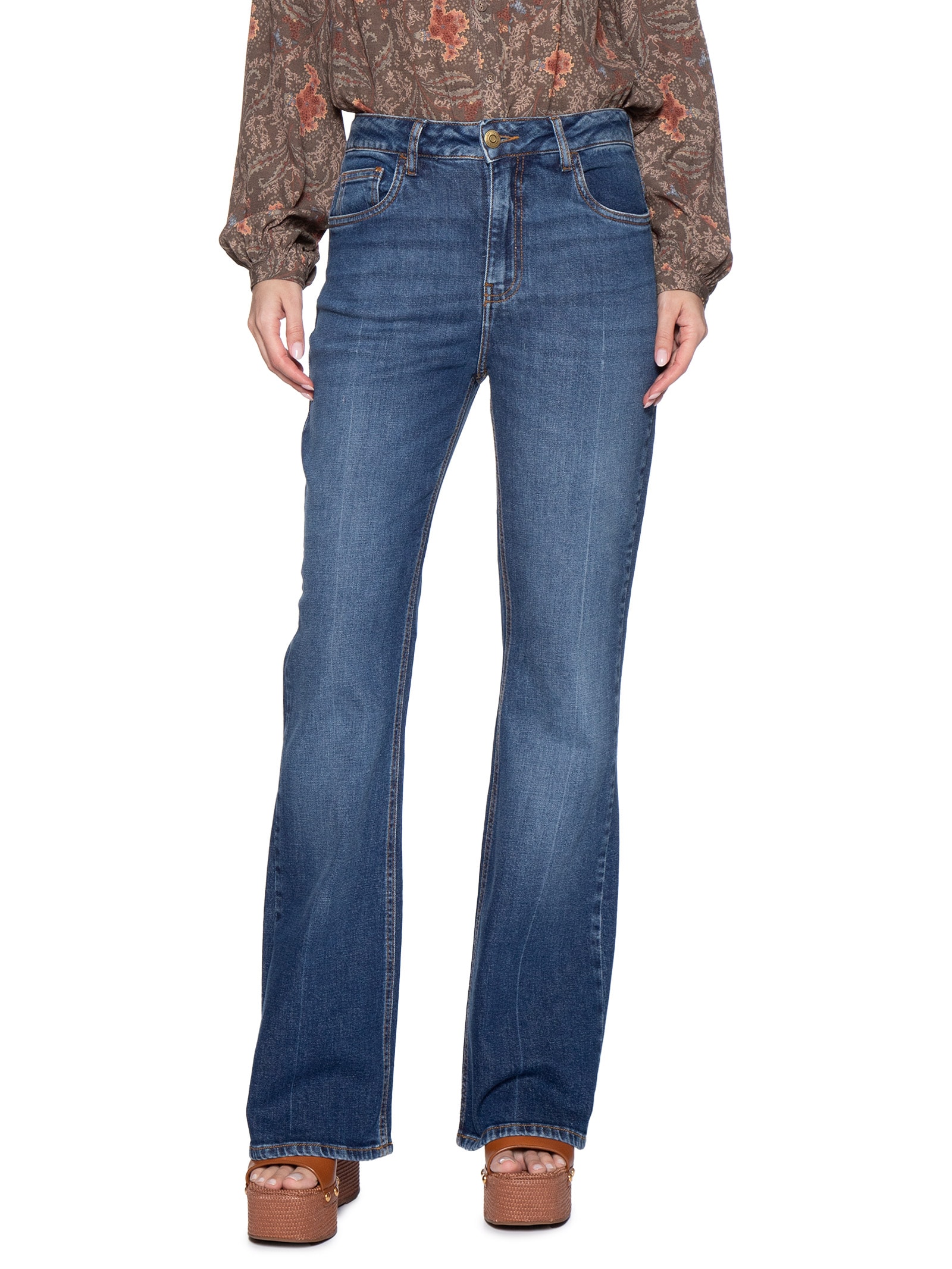 Calça Feminina Jeans Bootcut Vinco Azul Maria Filó