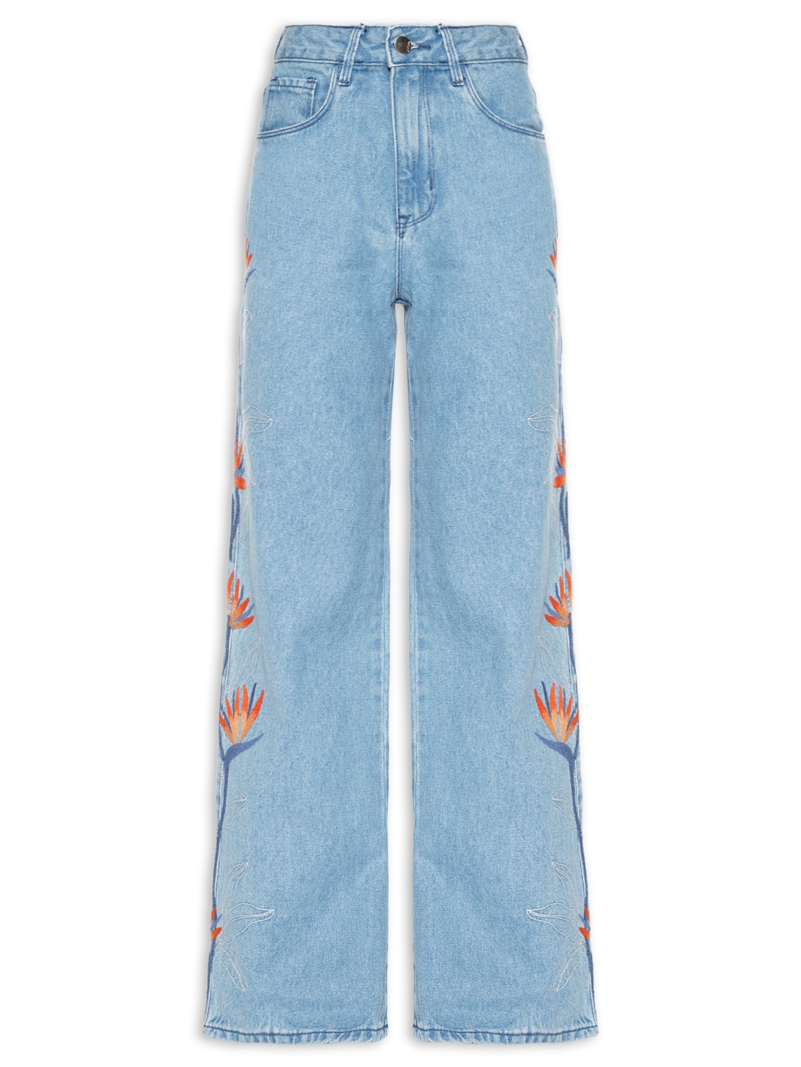 Calça Feminina Jeans Bordados Azul Lez A Lez