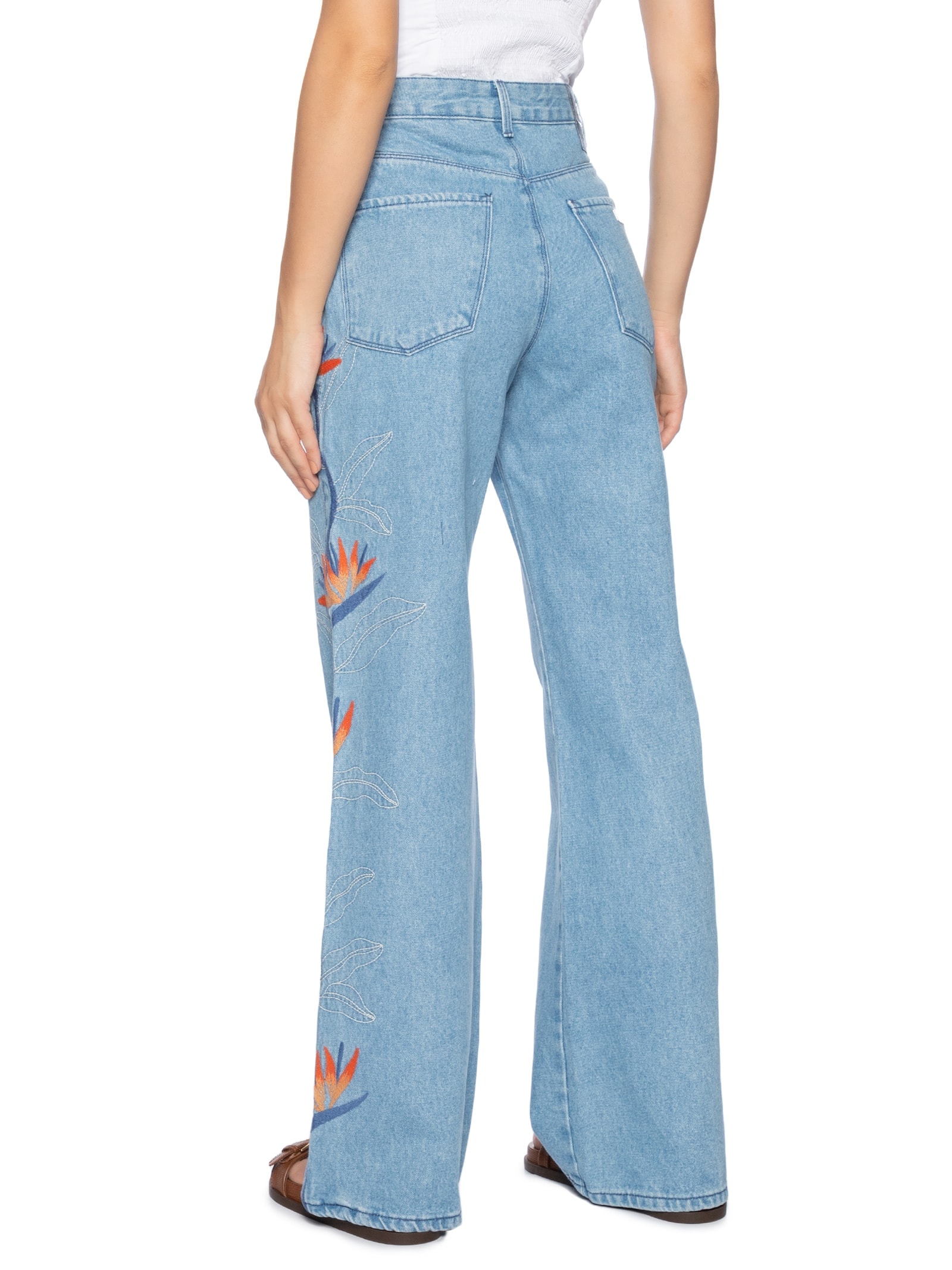 Calça Feminina Jeans Bordados Azul Lez A Lez