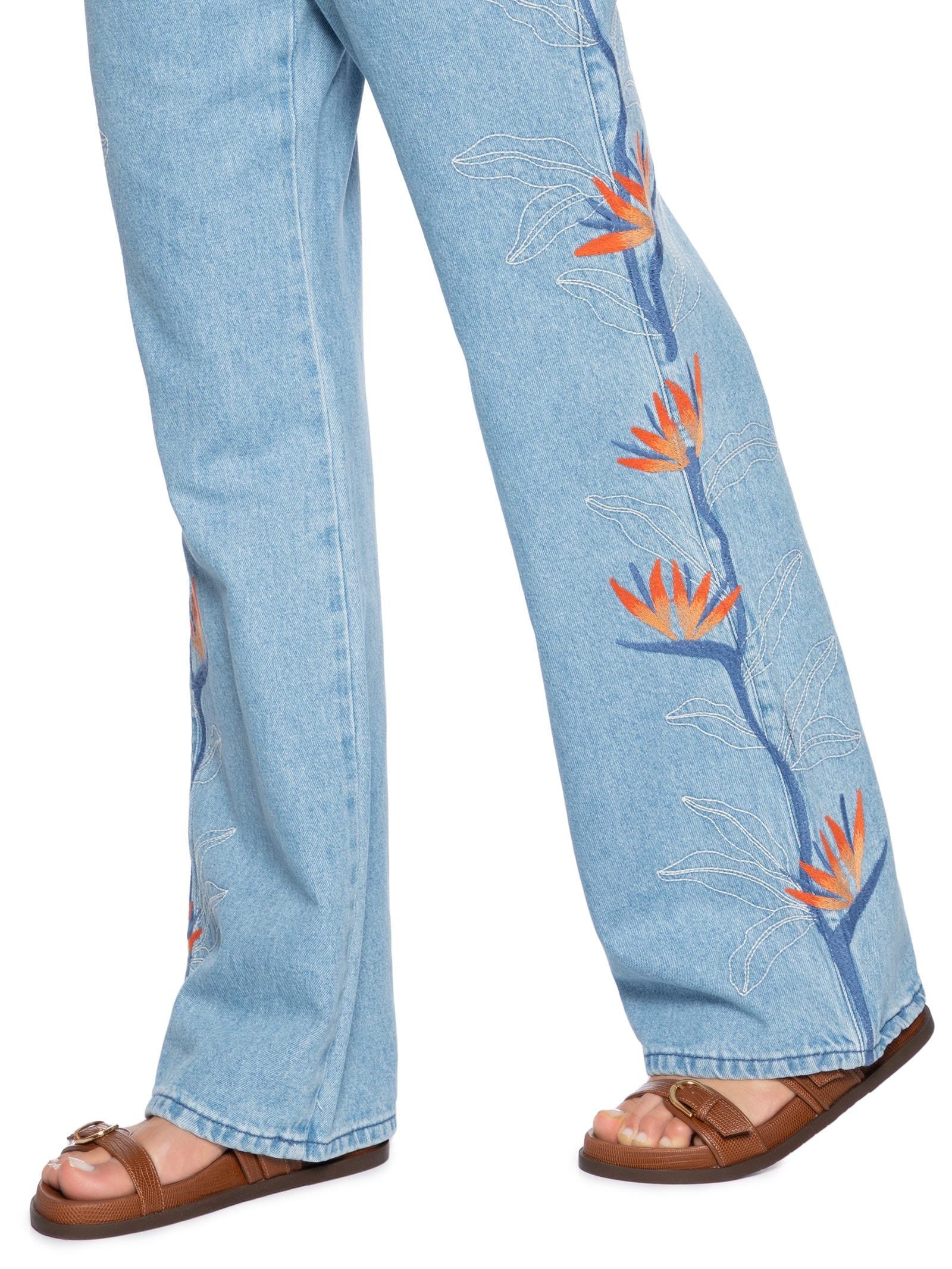 Calça Feminina Jeans Bordados Azul Lez A Lez