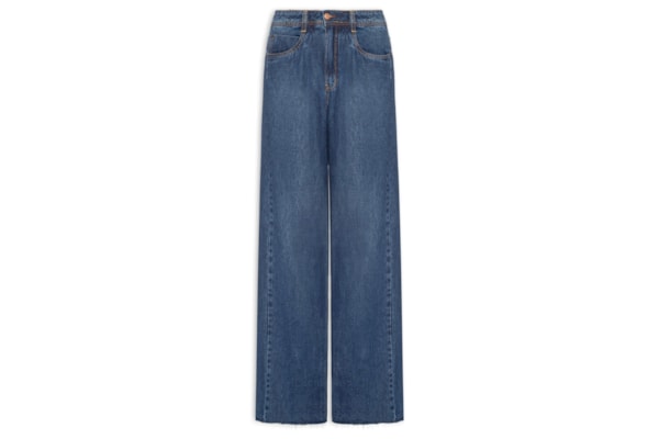 Calça Feminina Jeans Boyfriend Dark Fenda - Azul