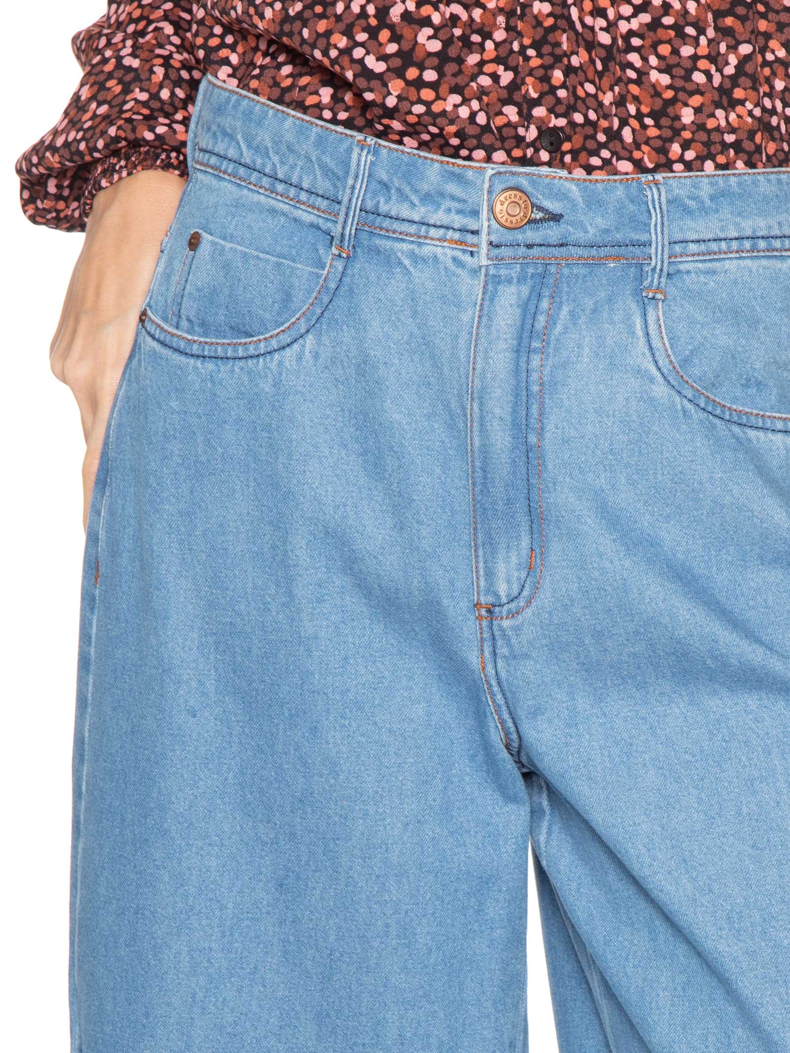 Calça Feminina Jeans Boyfriend Fenda Azul Dress To