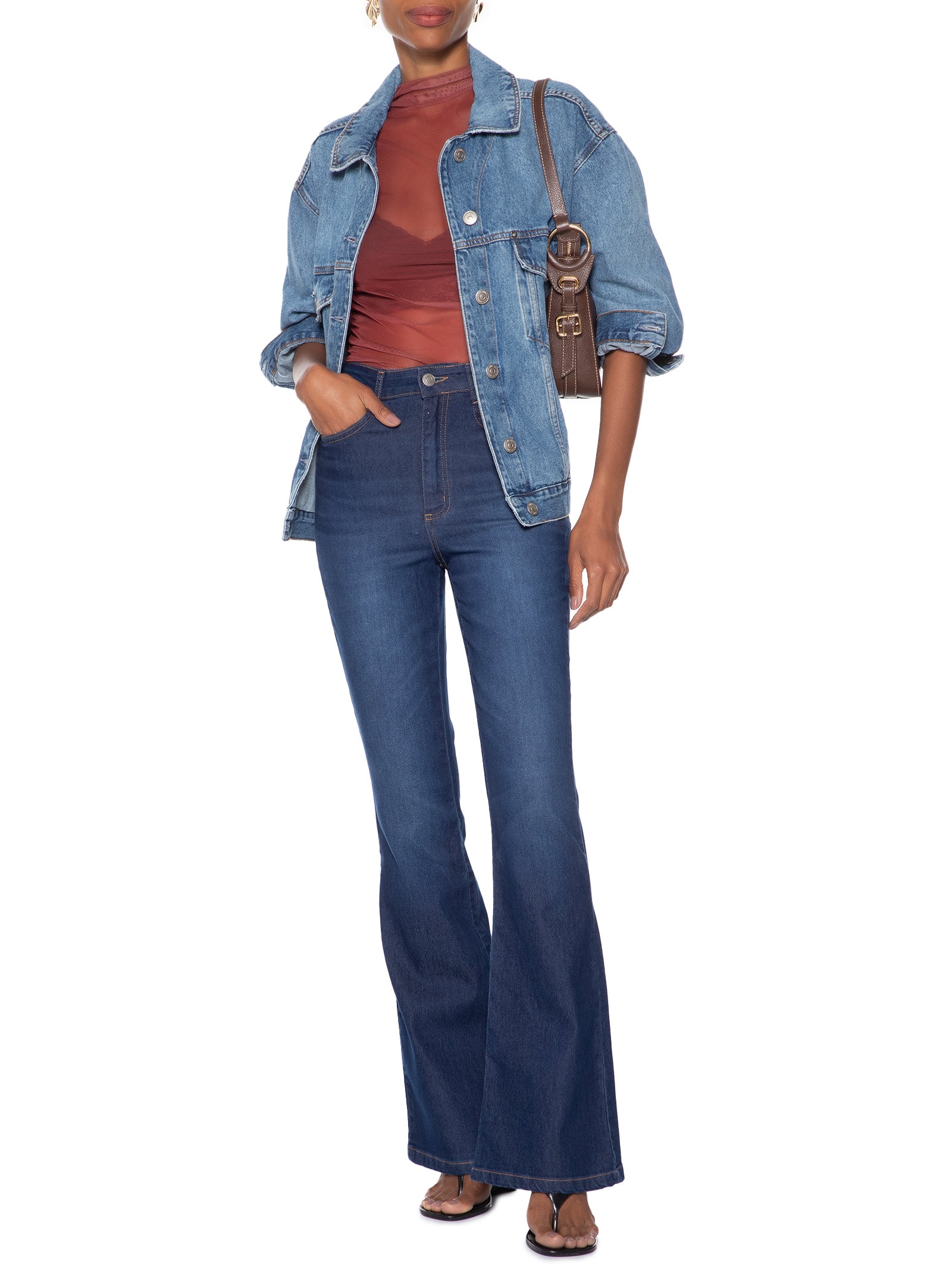 Calça Feminina Jeans Bruna Stretch Flare Azul Colcci