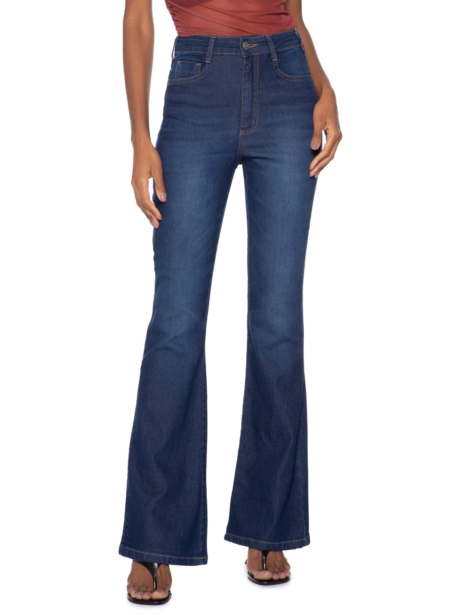 Calça Feminina Jeans Bruna Stretch Flare Azul Colcci