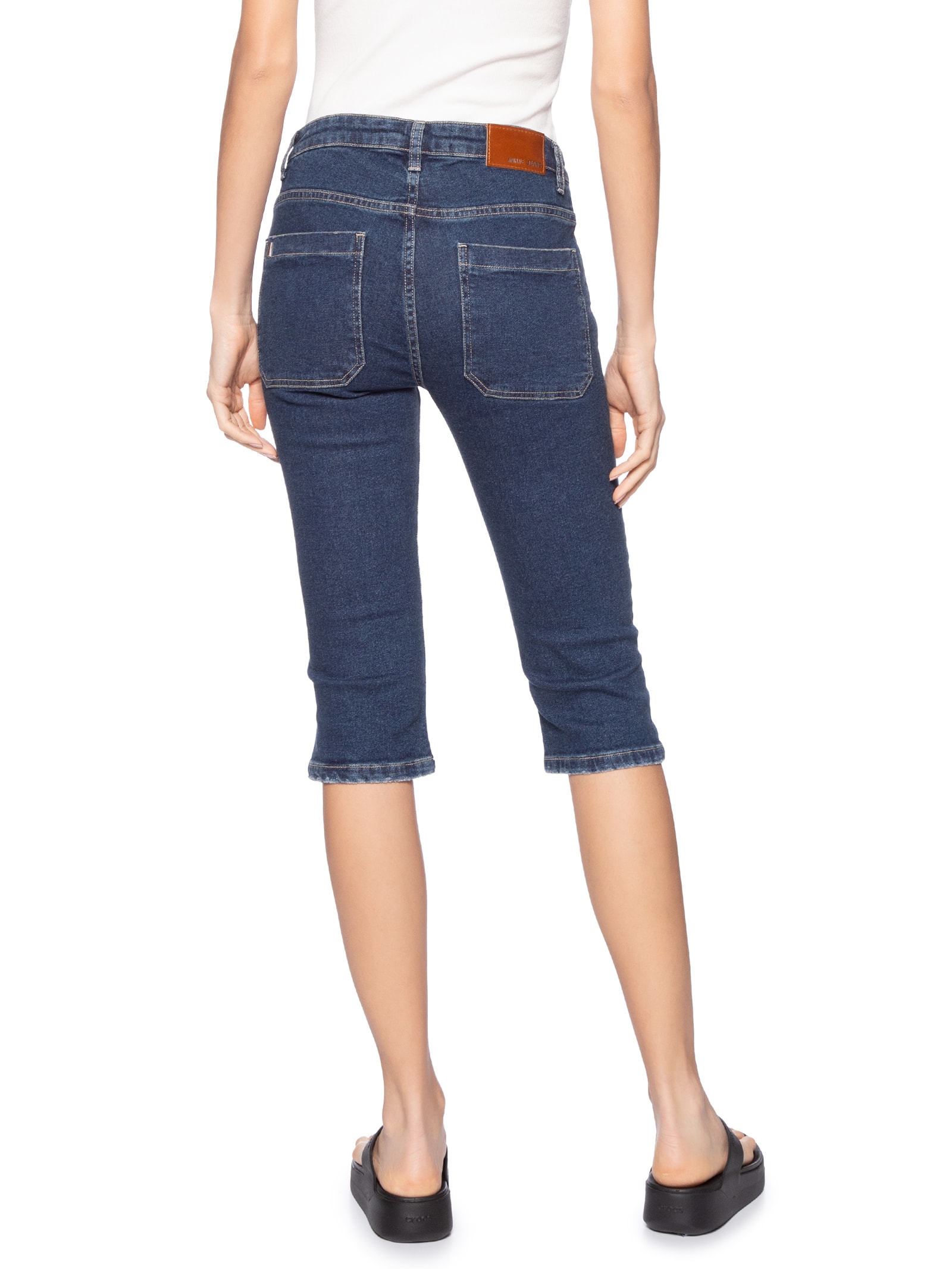 Calça Feminina Jeans Capri Nervura Frontal Azul Animale Jeans