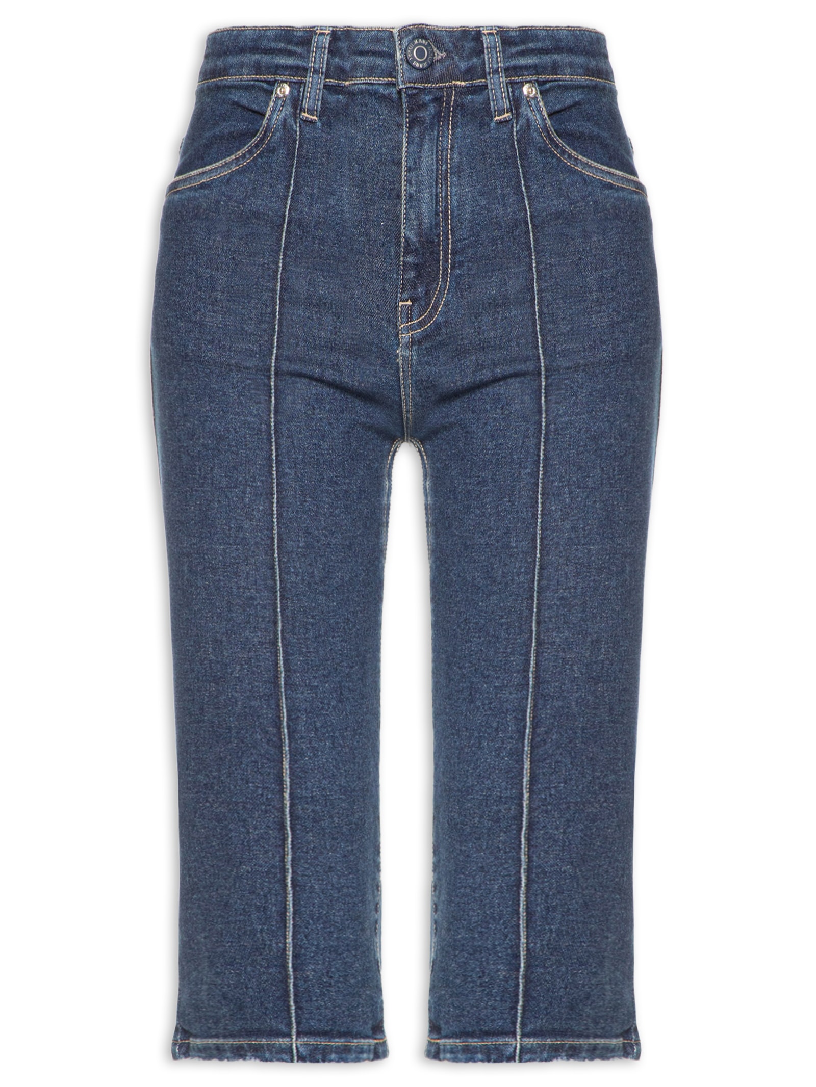 Calça Feminina Jeans Capri Nervura Frontal Azul Animale Jeans