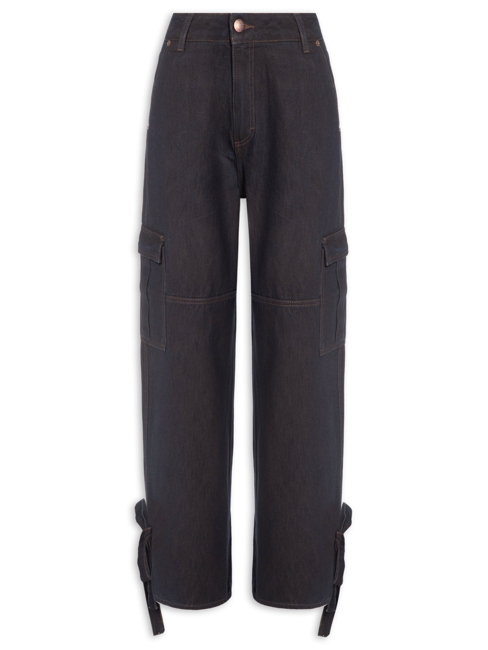 Calça Feminina Jeans Cargo Azul Farm