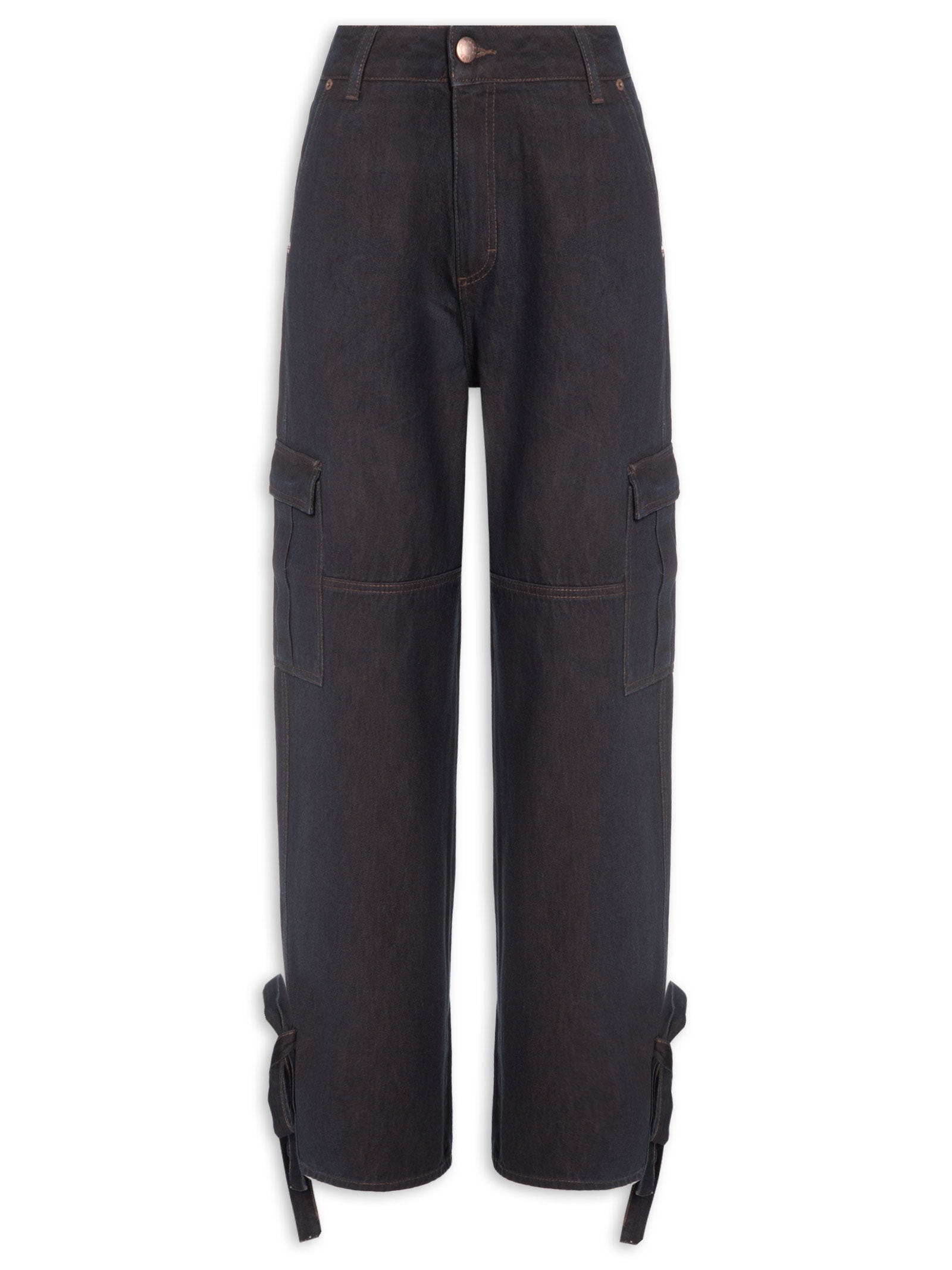 Calça Feminina Jeans Cargo Azul Farm