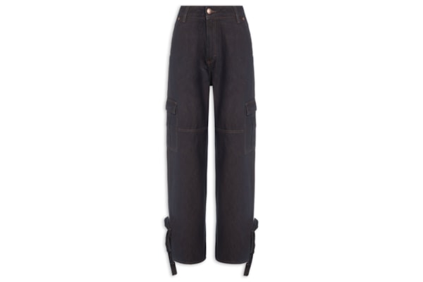 Calça Feminina Jeans Cargo - Azul
