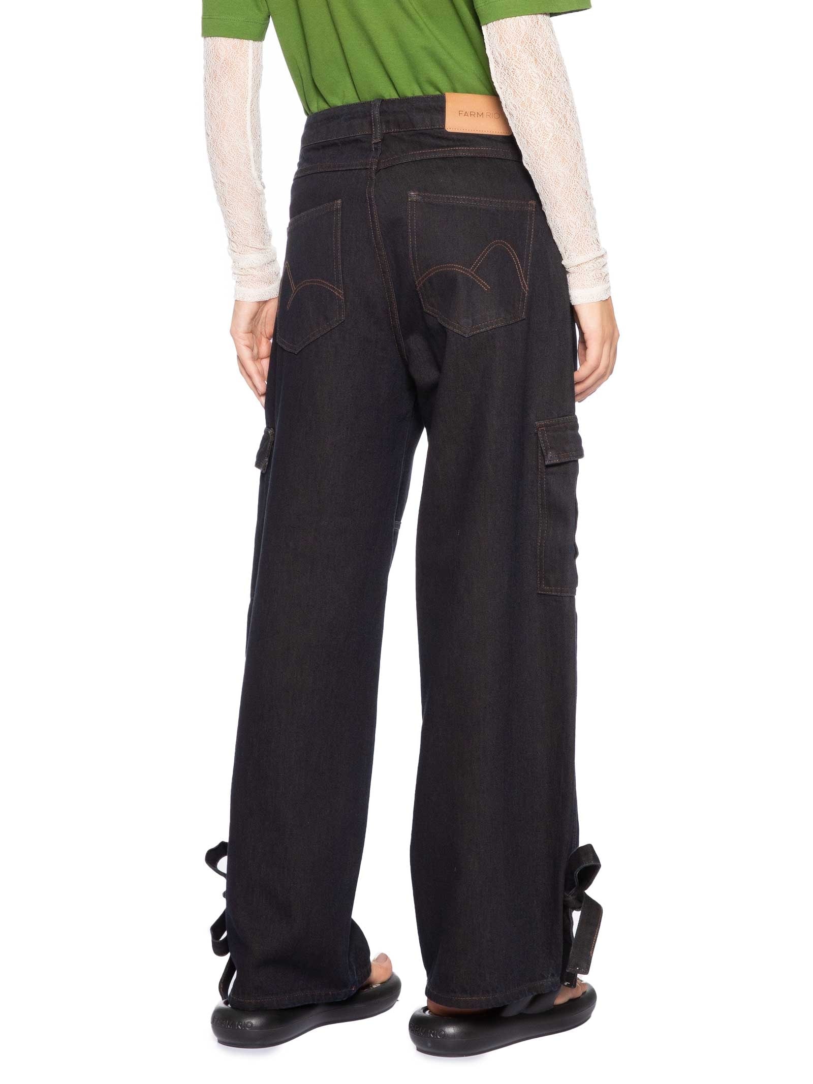 Calça Feminina Jeans Cargo Azul Farm