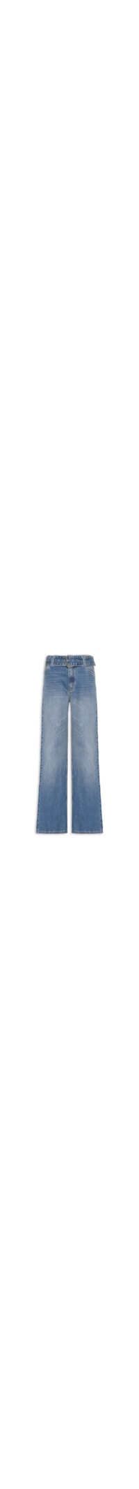 Calça Feminina Jeans Cinto Amplo Stoned - Azul