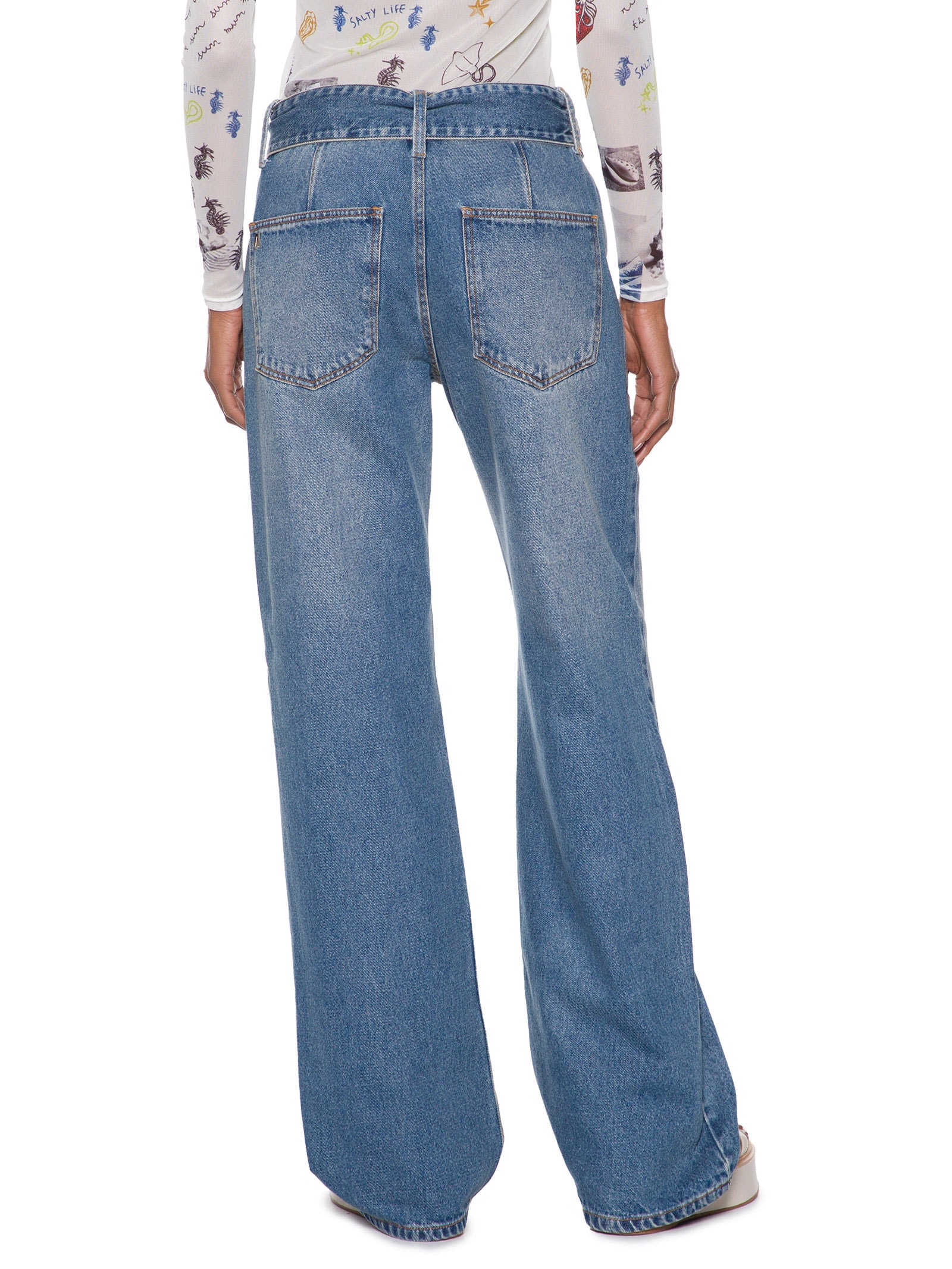 Calça Feminina Jeans Cinto Amplo Stoned Azul Animale Jeans