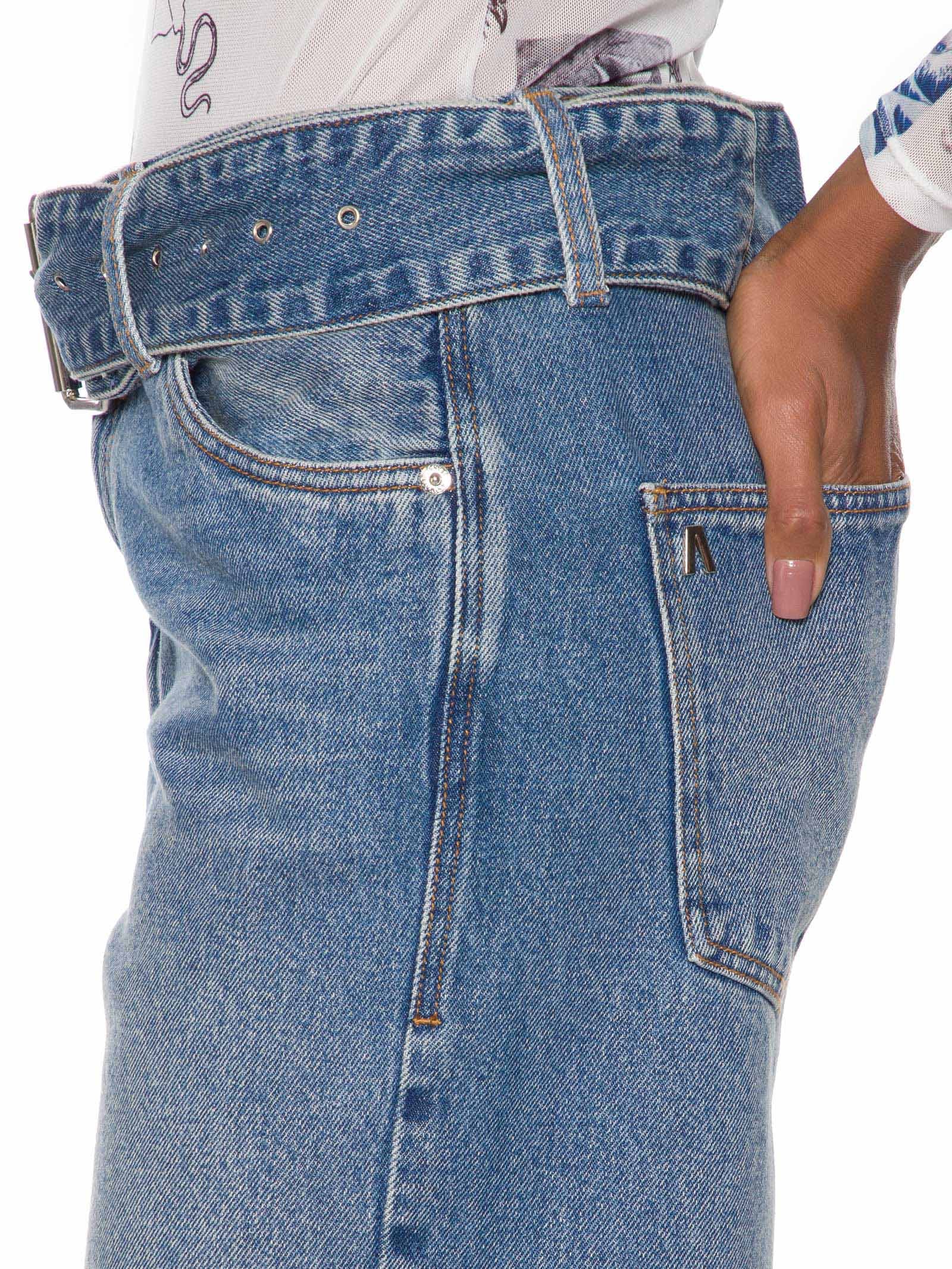 Calça Feminina Jeans Cinto Amplo Stoned Azul Animale Jeans