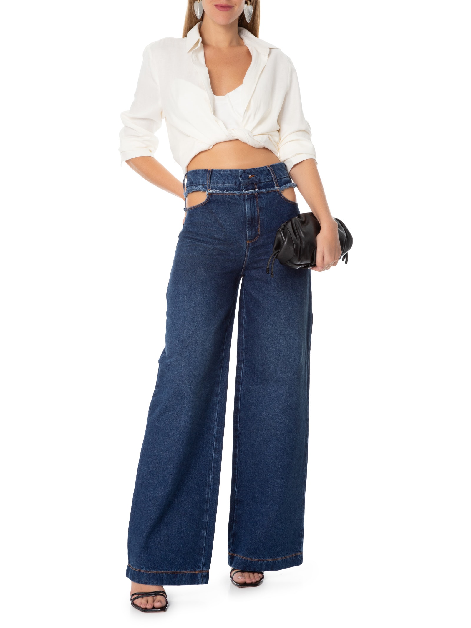 Calça Feminina Jeans Cinto Azul Lez A Lez